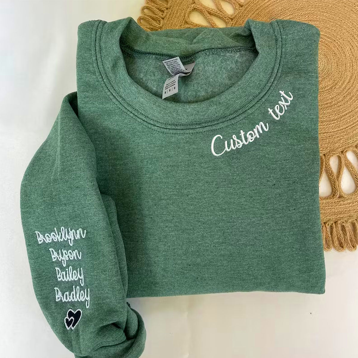 Custom Embroidered Sweatshirt, Neckline Message Crewneck, Unique Gift for Her em3