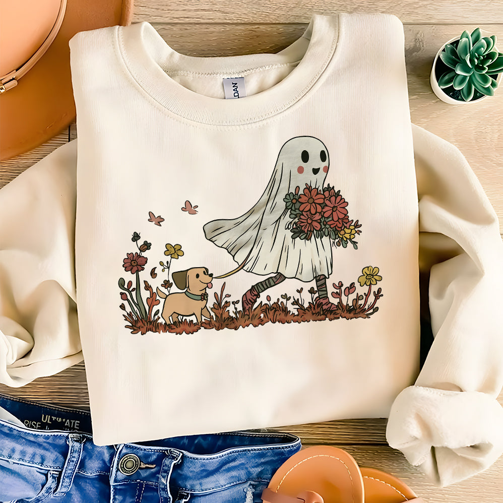 Cute dog mom T-shirt, Halloween dog T-shirt, retro halloween T-shirt, Ghost T-shirt, Ghost dog T-shirt, cute halloween T-shirt