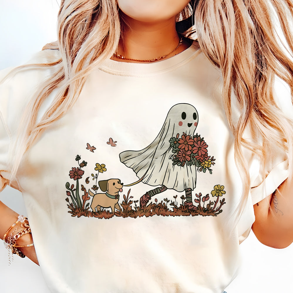 Cute dog mom T-shirt, Halloween dog T-shirt, retro halloween T-shirt, Ghost T-shirt, Ghost dog T-shirt, cute halloween T-shirt