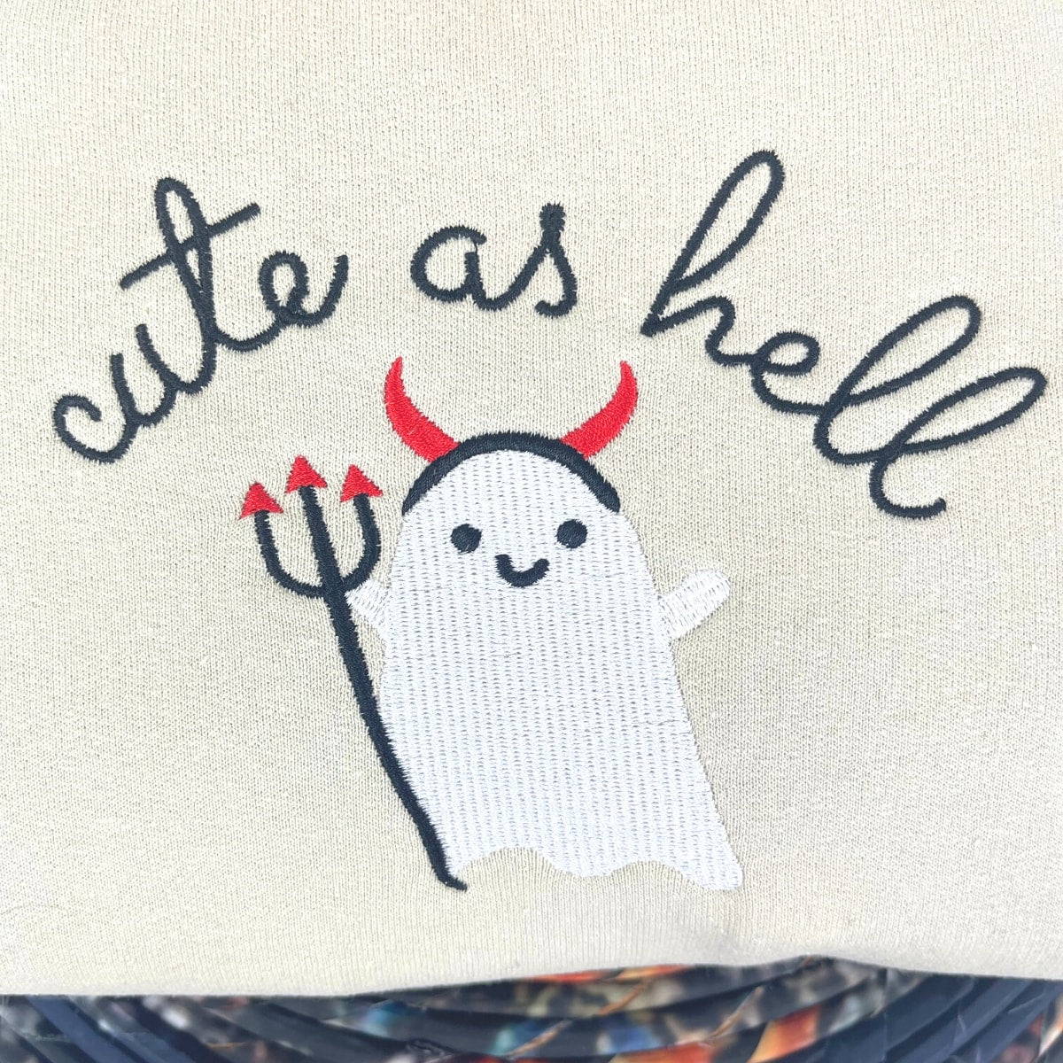 Cute Halloween Sweatshirts, Cute As Hell Embroidered Hoodie EMHA2608