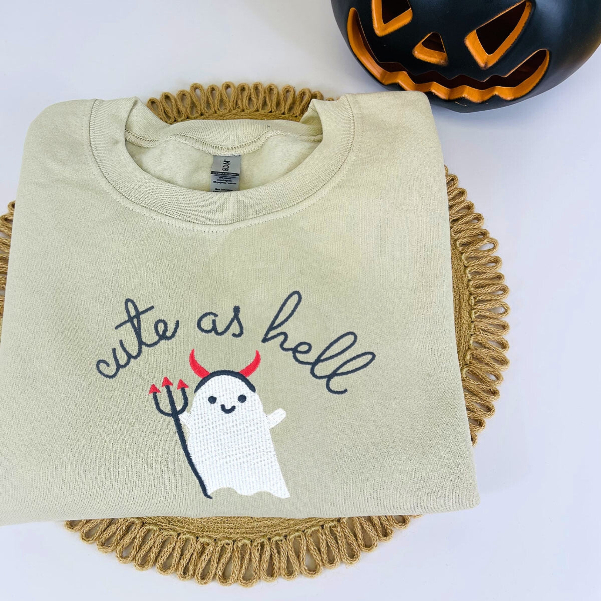 Cute Halloween Sweatshirts, Cute As Hell Embroidered Hoodie EMHA2608