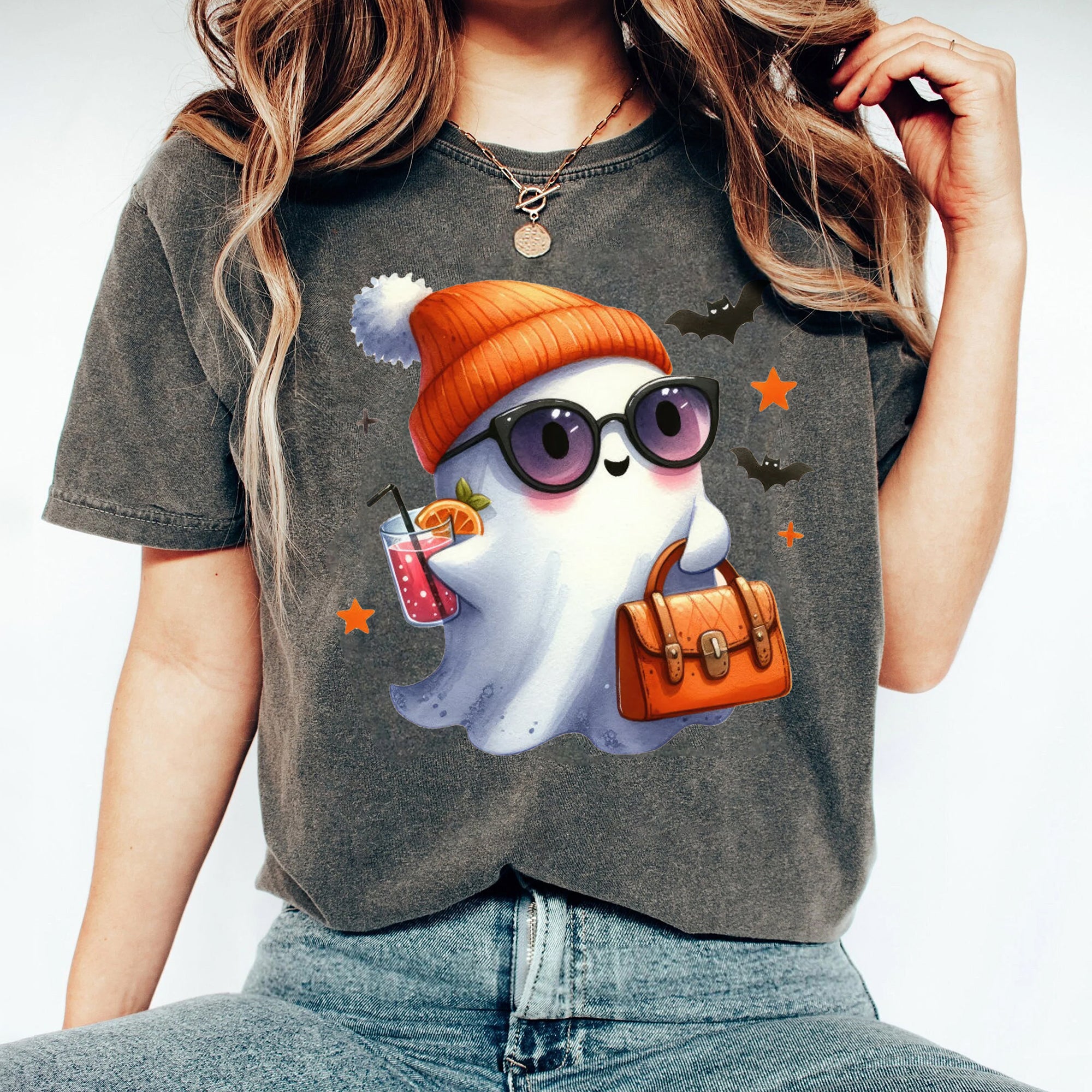 Halloween Ghost Shirt, Cute Ghost Shirt, Womens Halloween Shirt, Cute Fall Shirt, Spooky Season Shirt HW2507 16