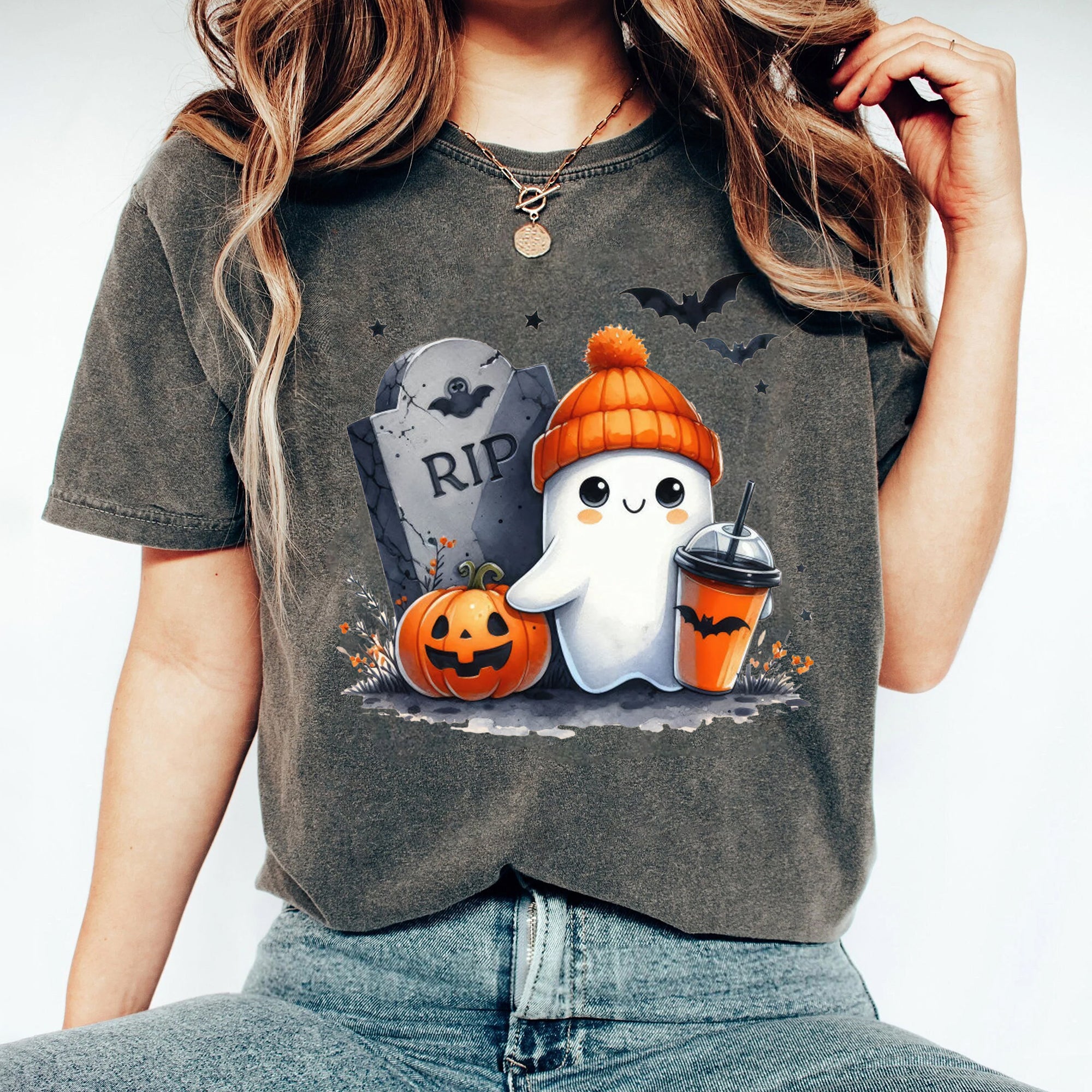 Halloween Ghost Shirt, Cute Ghost Shirt, Womens Halloween Shirt, Cute Fall Shirt, Spooky Season Shirt HW2507 11