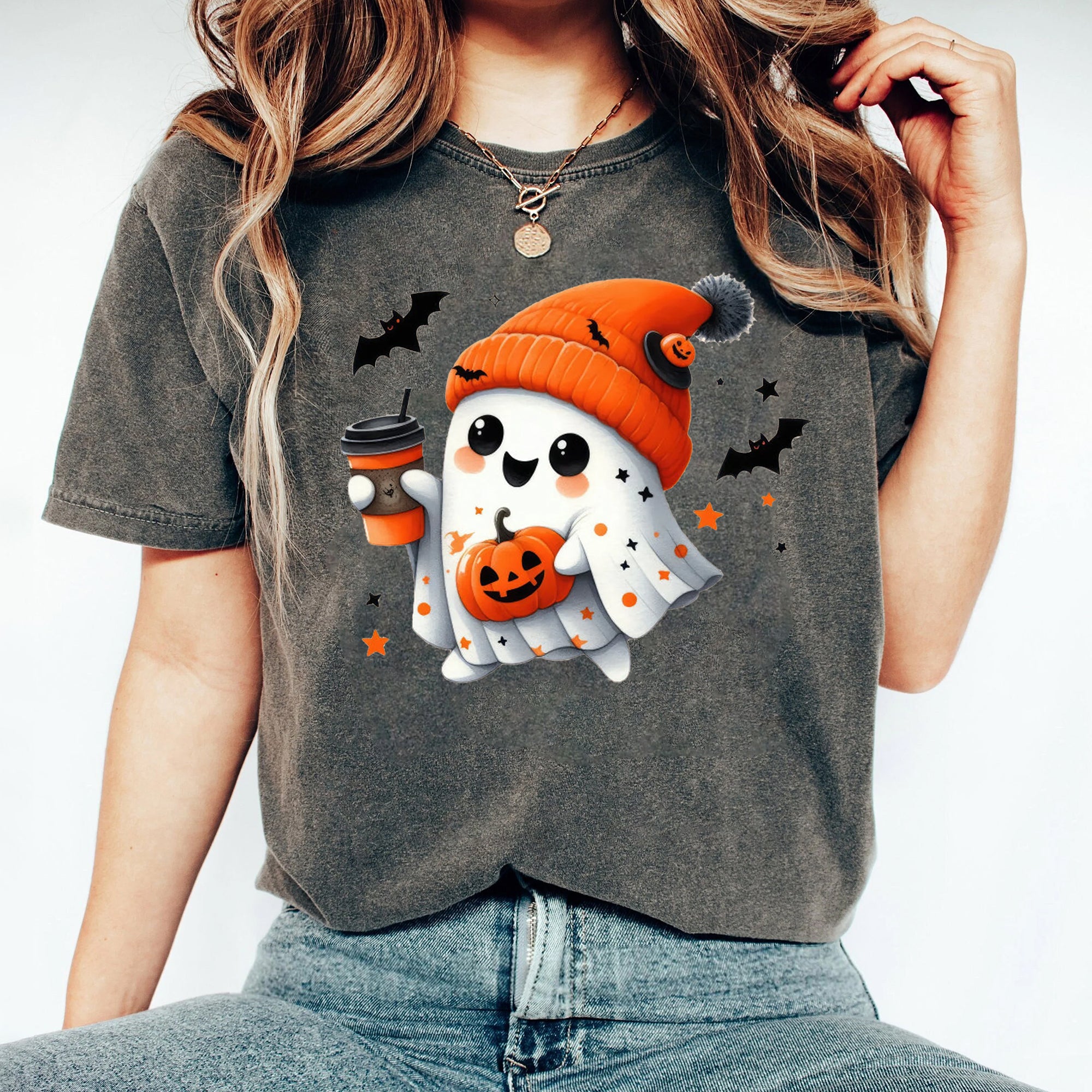 Halloween Ghost Shirt, Cute Ghost Shirt, Womens Halloween Shirt, Cute Fall Shirt, Spooky Season Shirt HW2507 09