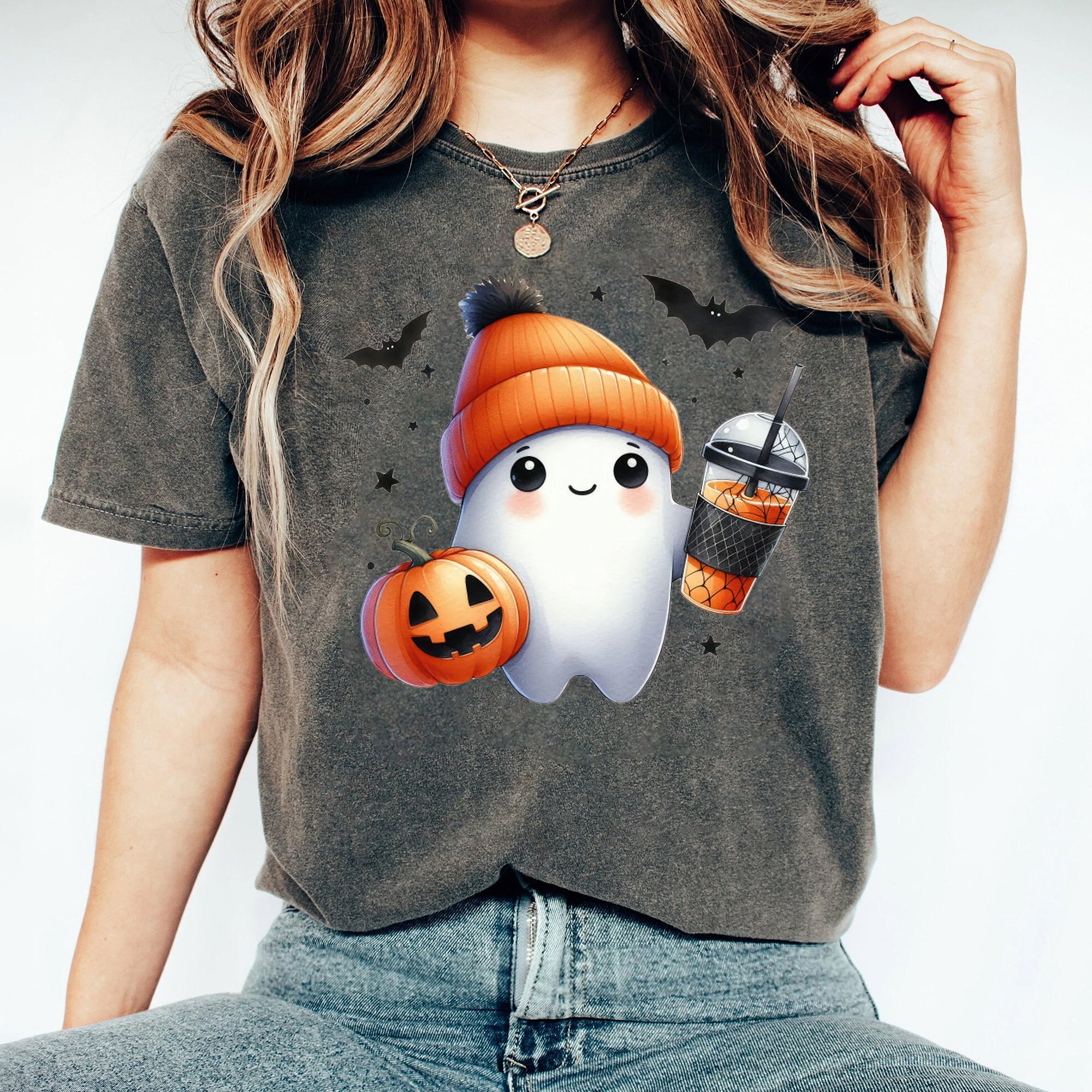 Halloween Ghost Shirt, Cute Ghost Shirt, Womens Halloween Shirt, Cute Fall Shirt, Spooky Season Shirt HW2507 10