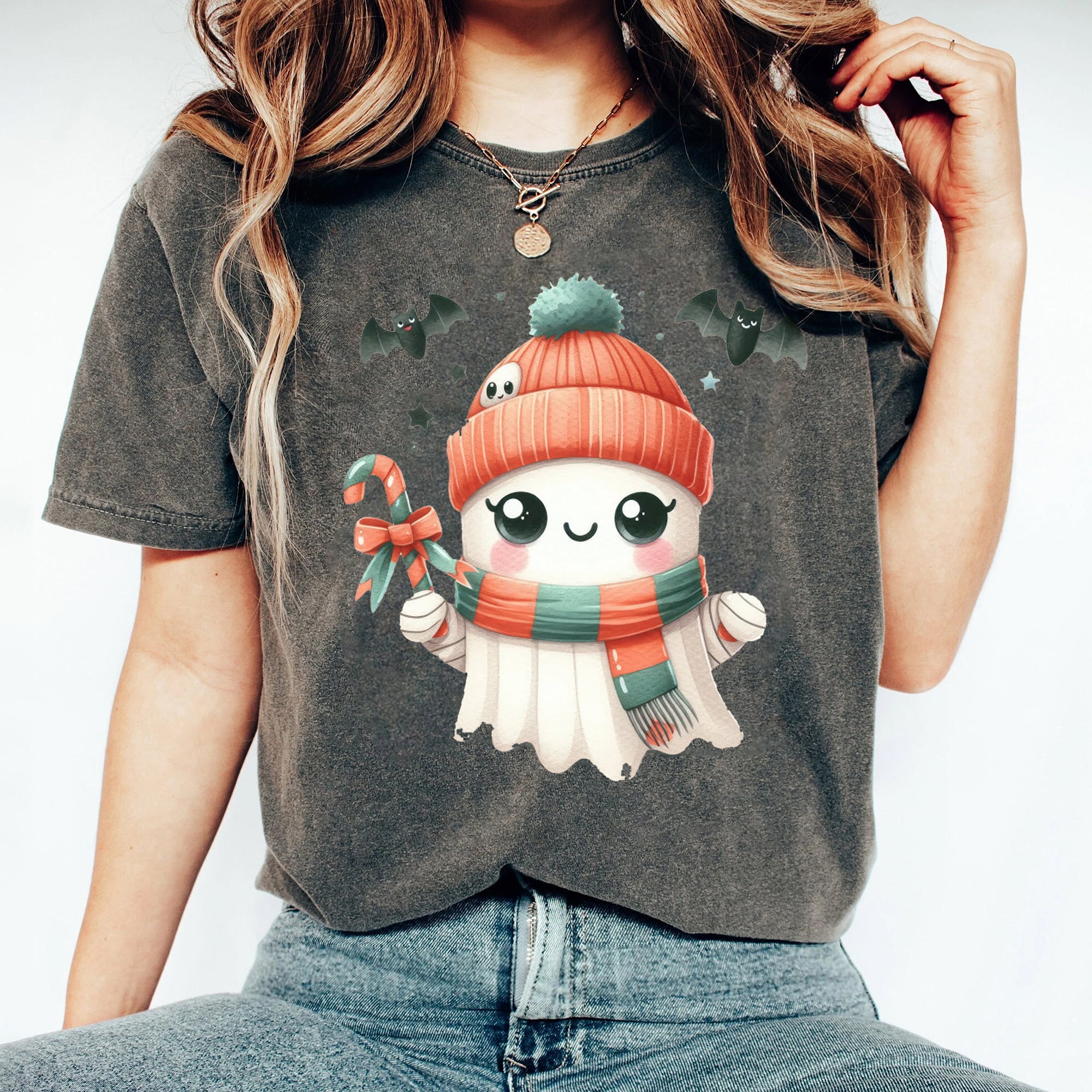 Halloween Ghost Shirt, Cute Ghost Shirt, Womens Halloween Shirt, Cute Fall Shirt, Spooky Season Shirt HW2507 04