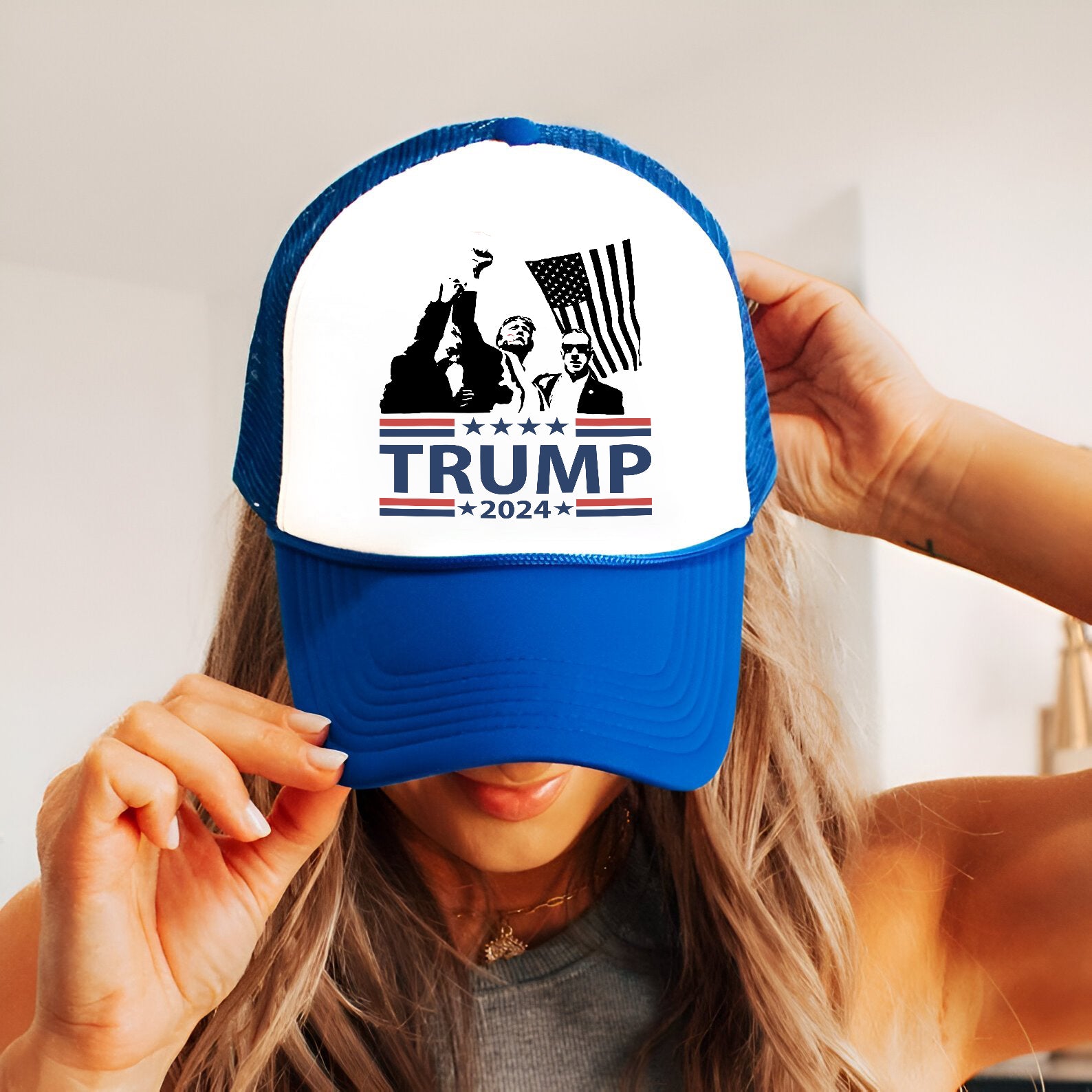 Trump 2024 Embroidered Hat Trucker Hat #37 Tu4