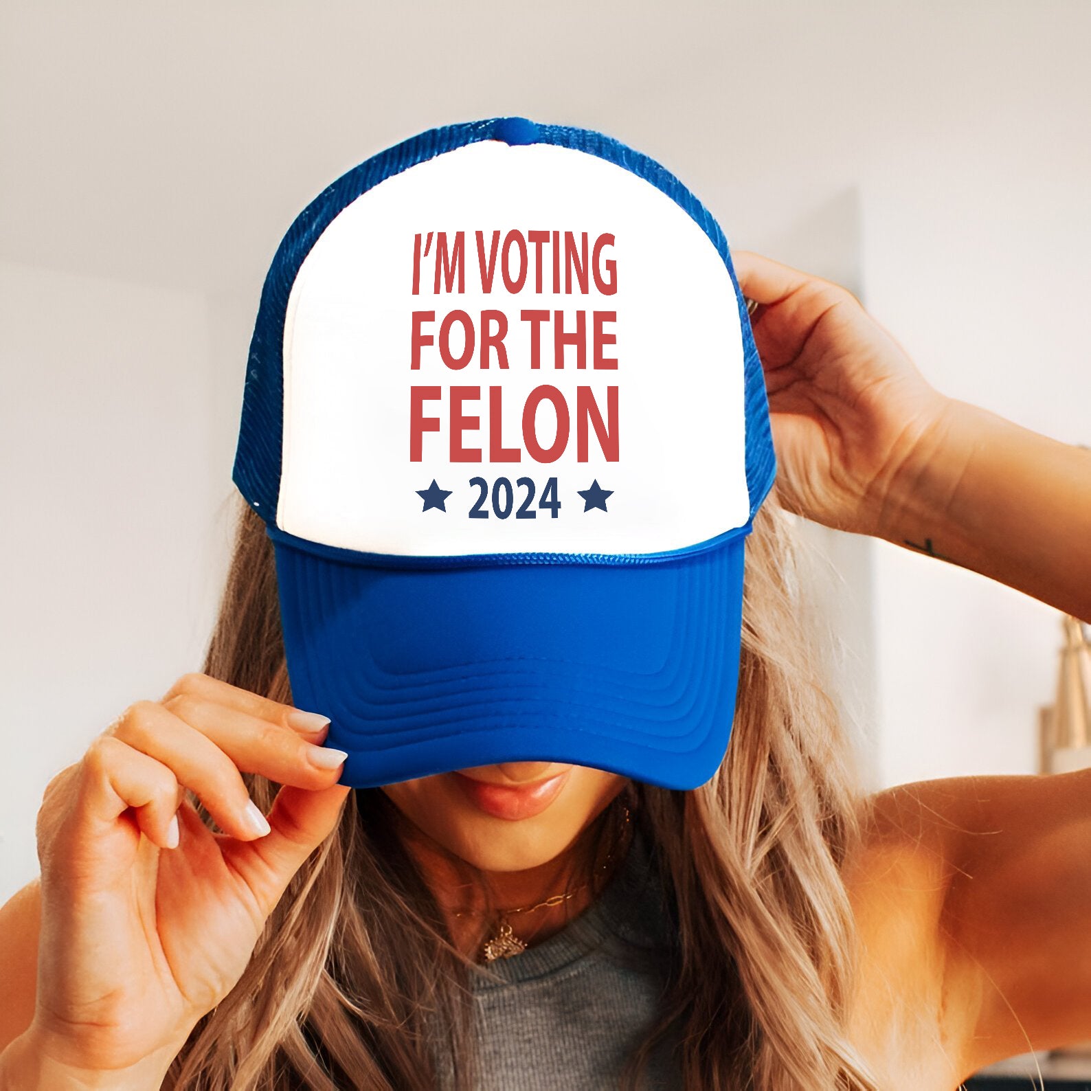 Voting For The Felon 24 Embroidered Hat Trucker Hat #40 Tu4