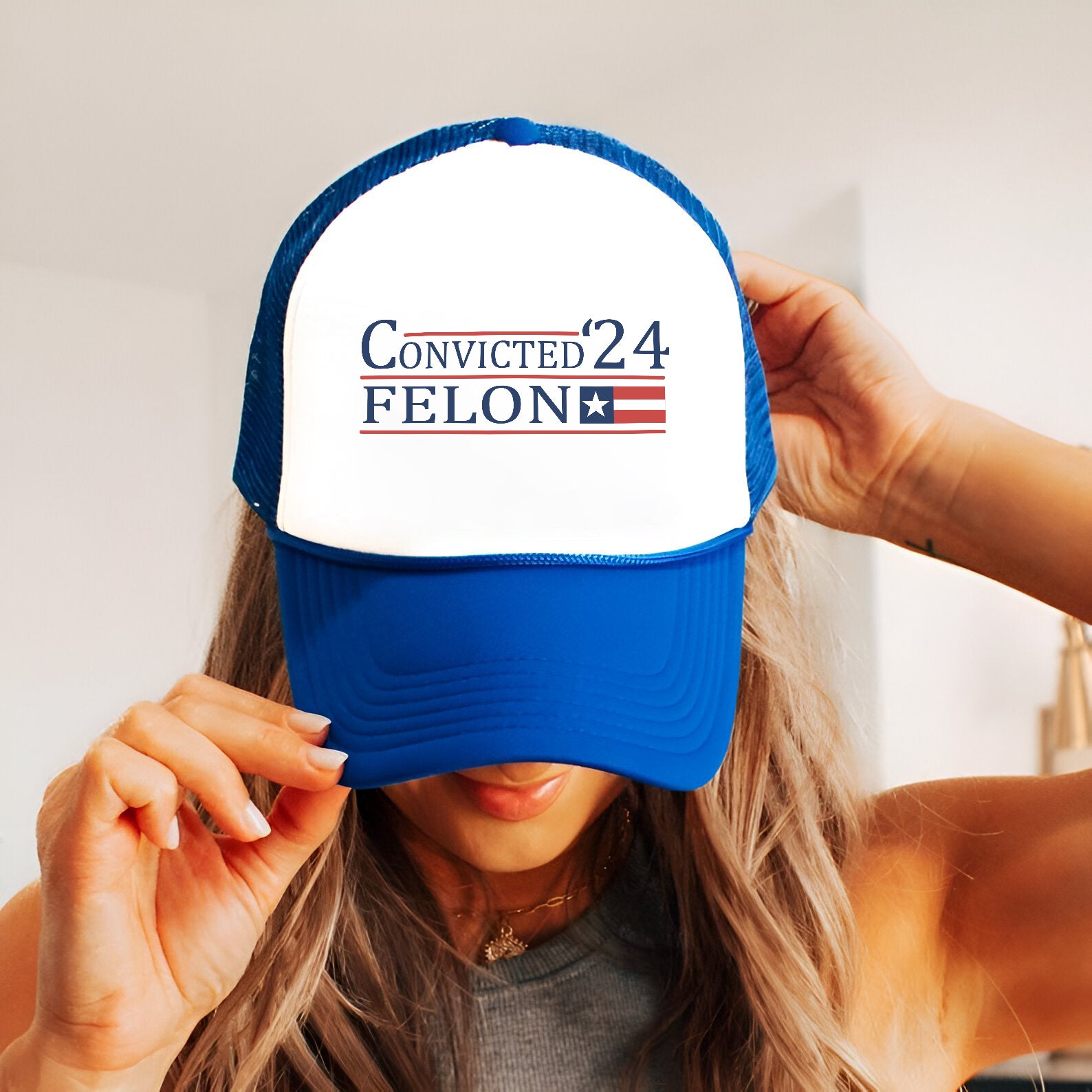 Convicted 24 Felon Embroidered Hat Trucker Hat #1 Tu4