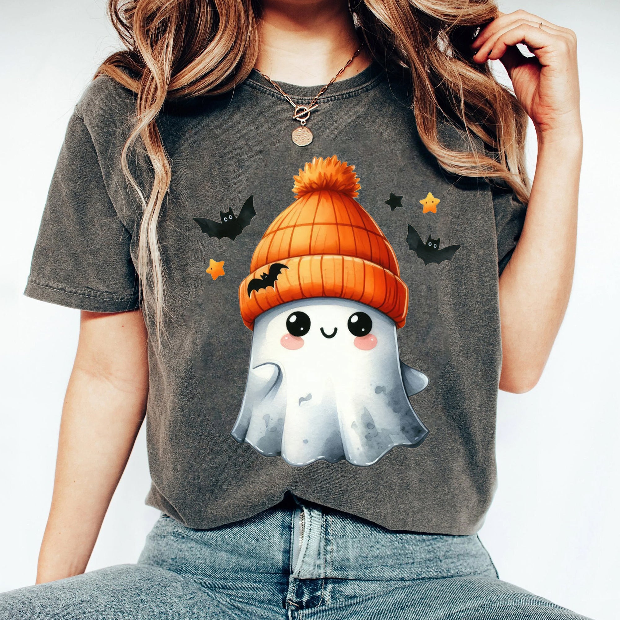Halloween Ghost Shirt, Cute Ghost Shirt, Womens Halloween Shirt, Cute Fall Shirt, Spooky Season Shirt HW2507 05