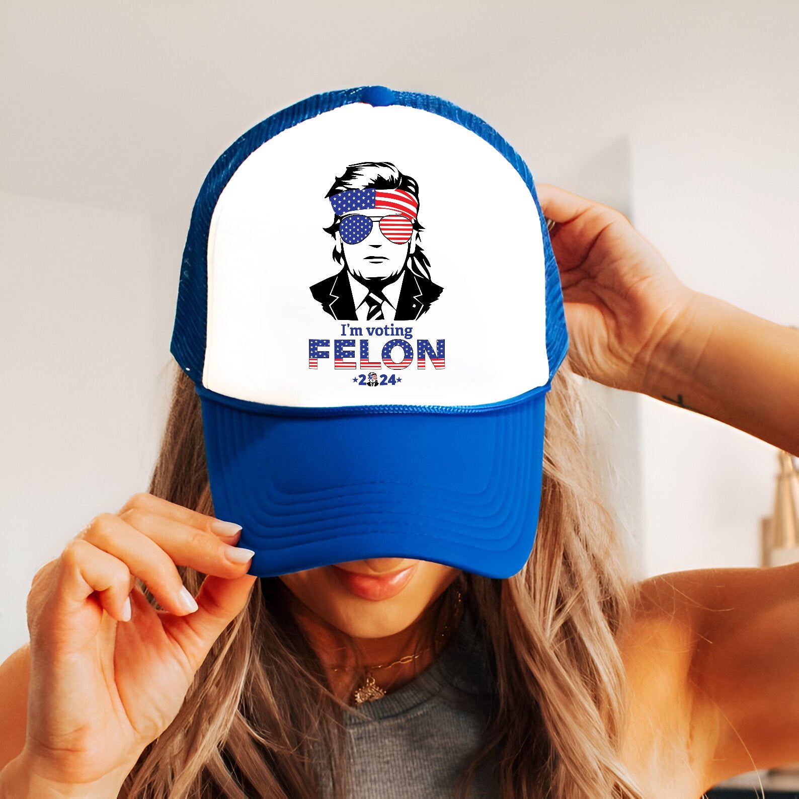 Trump Voting Felon 24 Embroidered Hat Trucker Hat #43 Tu4