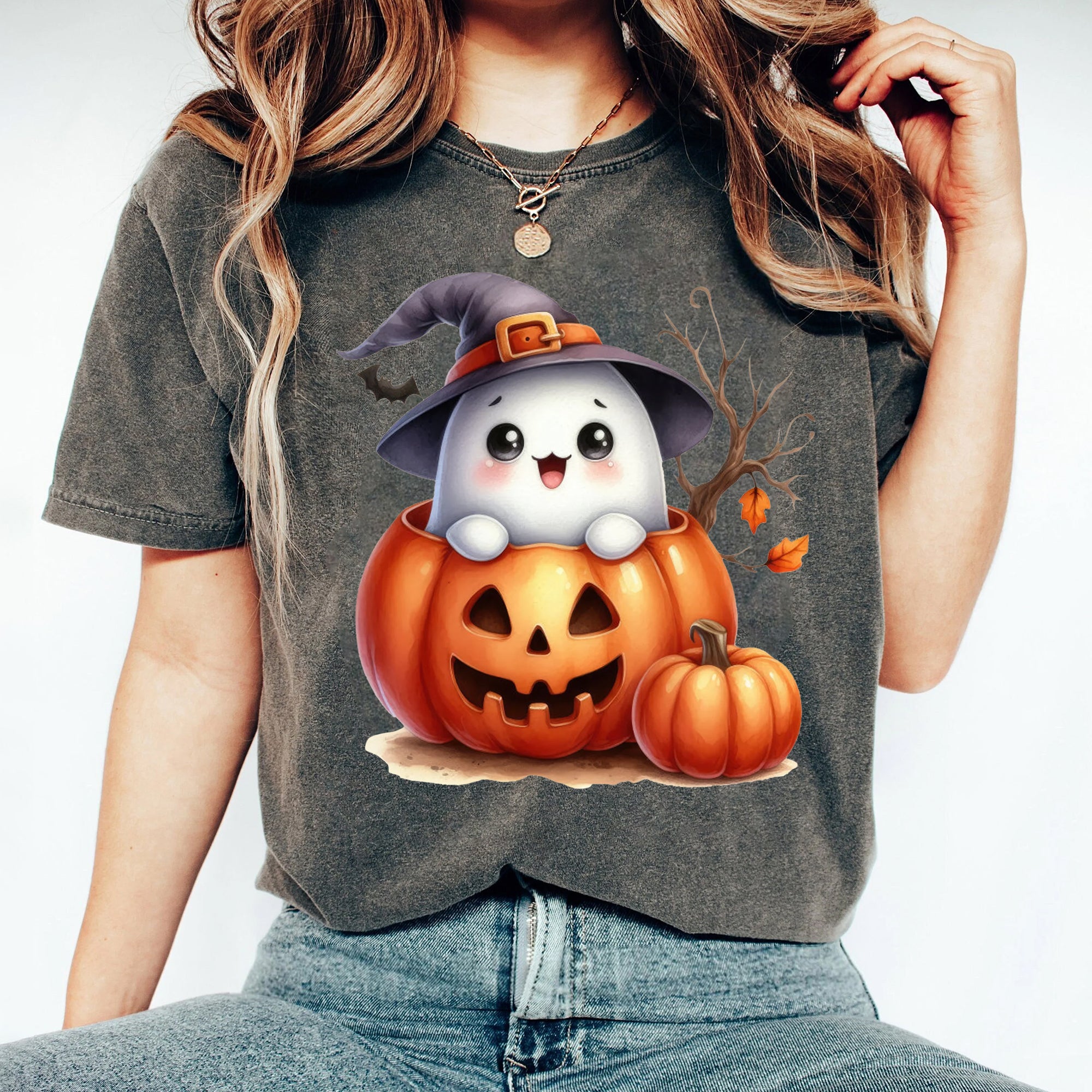Halloween Ghost Shirt, Cute Ghost Shirt, Womens Halloween Shirt, Cute Fall Shirt, Spooky Season Shirt HW2507 02