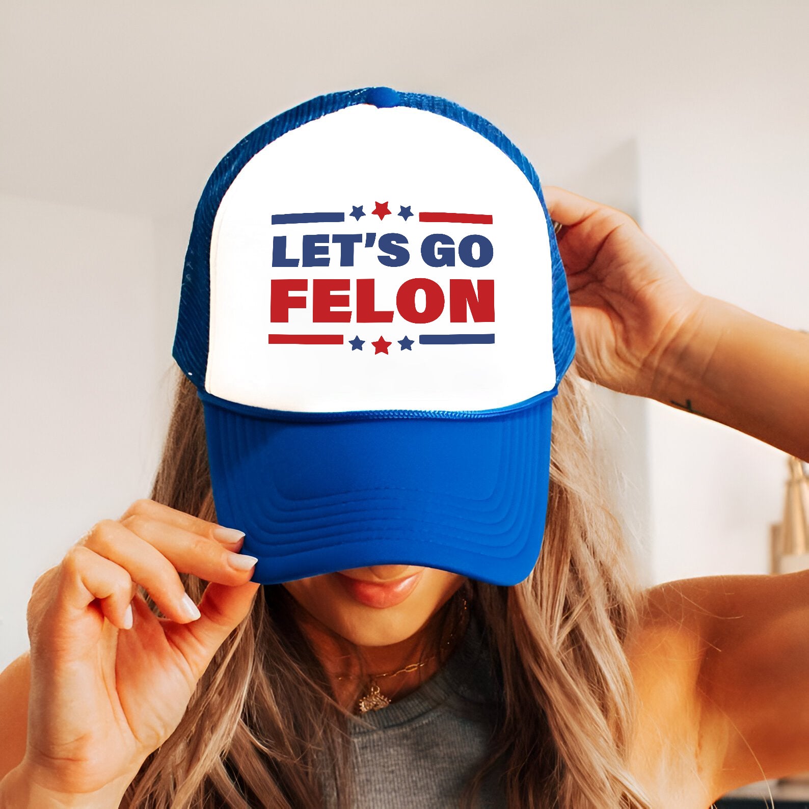 Let'S Go Felon Trump 24 Embroidered Hat Trucker Hat #45 Tu4