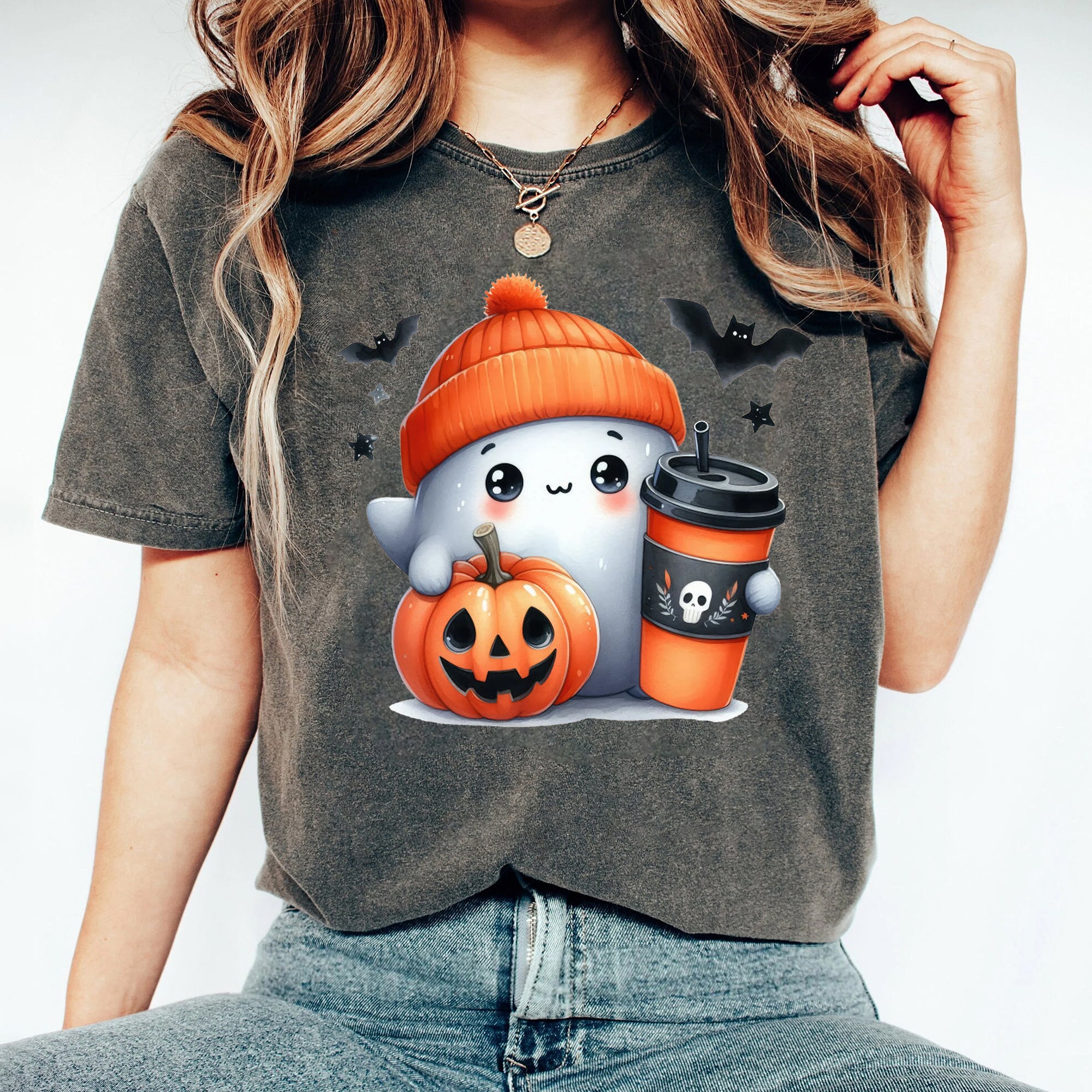 Halloween Ghost Shirt, Cute Ghost Shirt, Womens Halloween Shirt, Cute Fall Shirt, Spooky Season Shirt HW2507 20