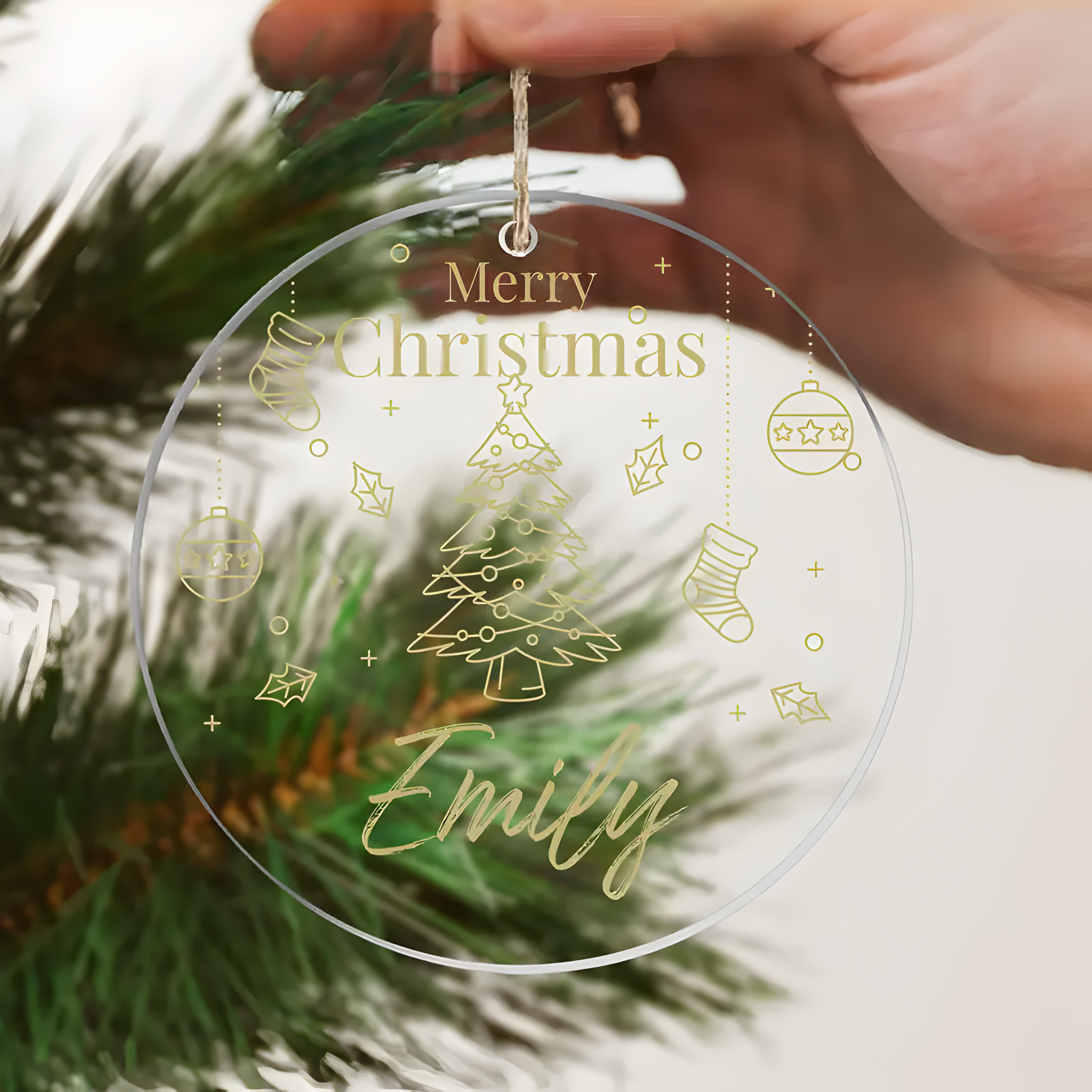 Personalized Acrylic Christmas Tree Ornament with Custom Name - Versatile Celebration Decoration for Wedding, Birthday, and Housewarming ORN2709
