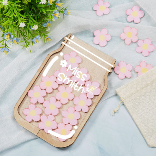 Personalized Fill The Jar With Pink Little Flowers Teacher Reward Jar rejar
