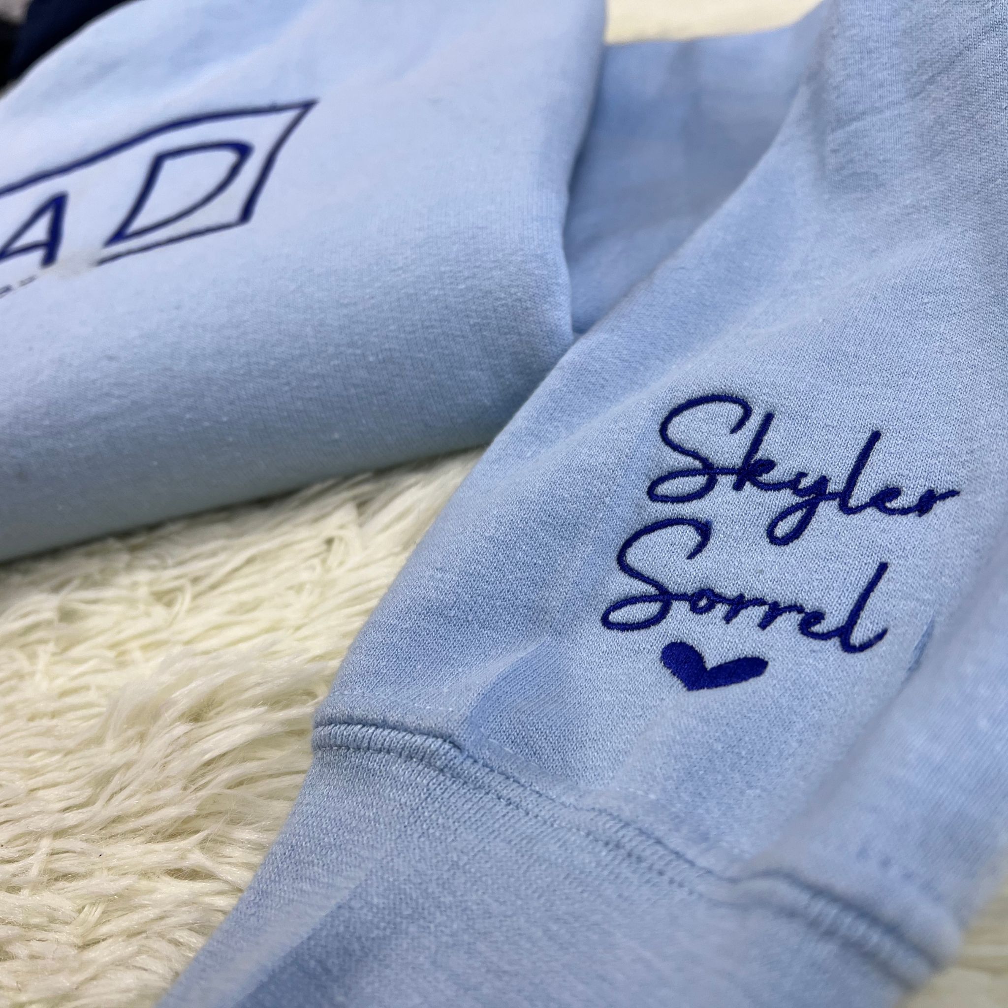 Dad Est Embroidered Sweatshirt, Custom Dad Hoodie with Kids Name on Sleeve, Best Gifts for Dad em4