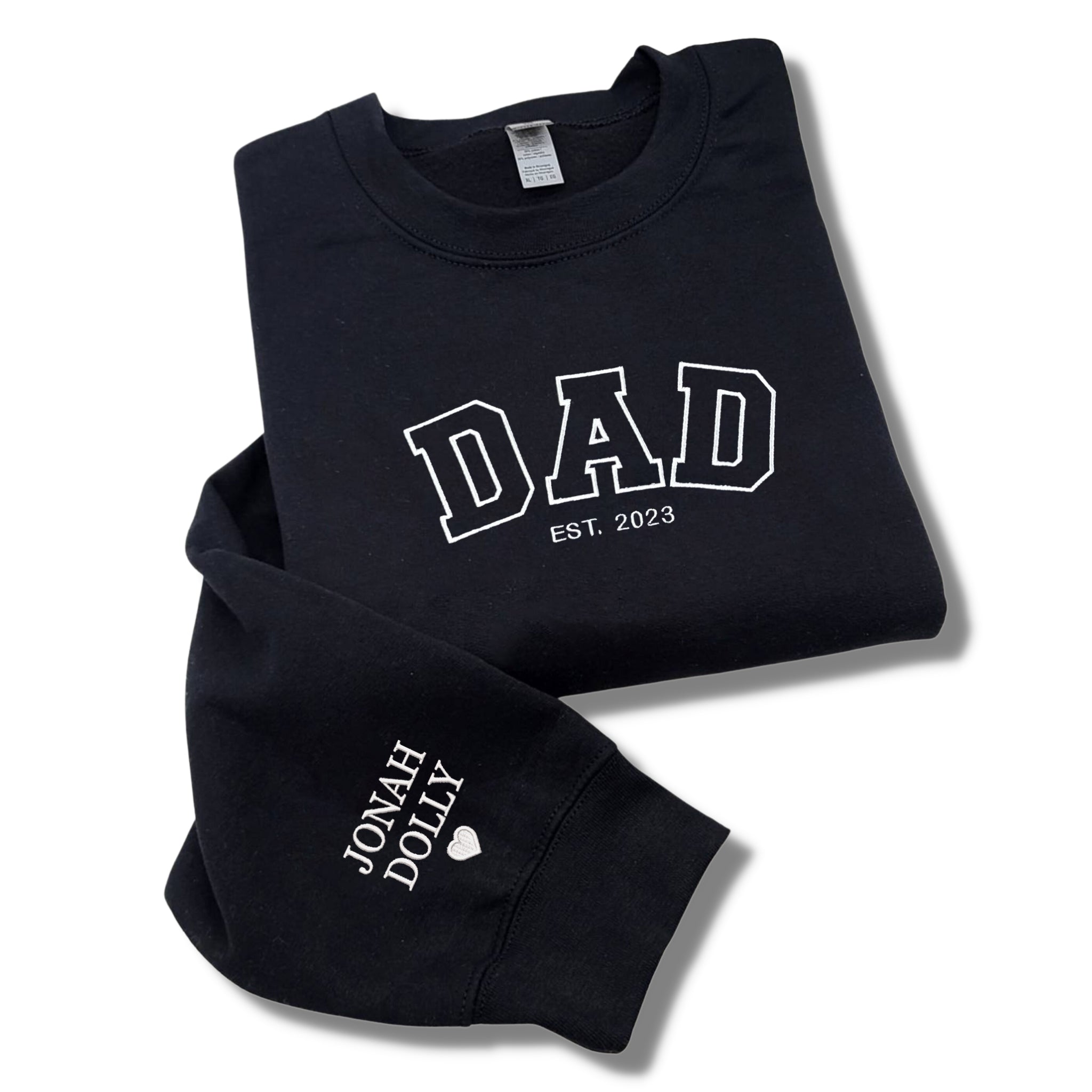 Custom Dad Sweatshirt Hoodie with Name of Child, Daddy EST 2024 Crewneck embroidered em4