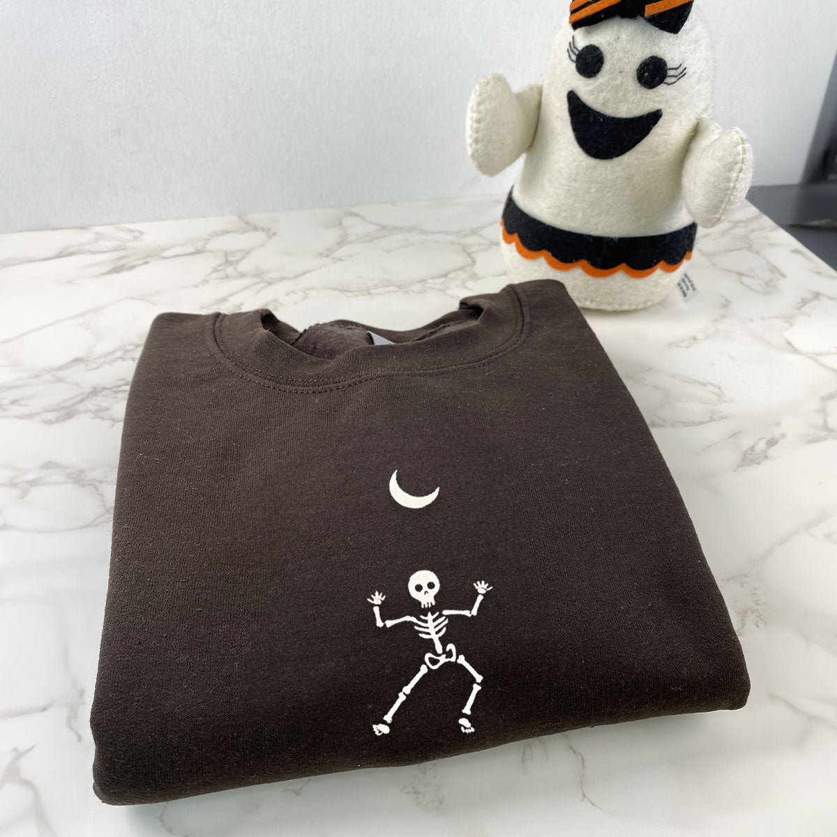 Dancing Skeleton Crewneck, Embroidered Halloween Sweatshirt, Hoodie EMHA2608