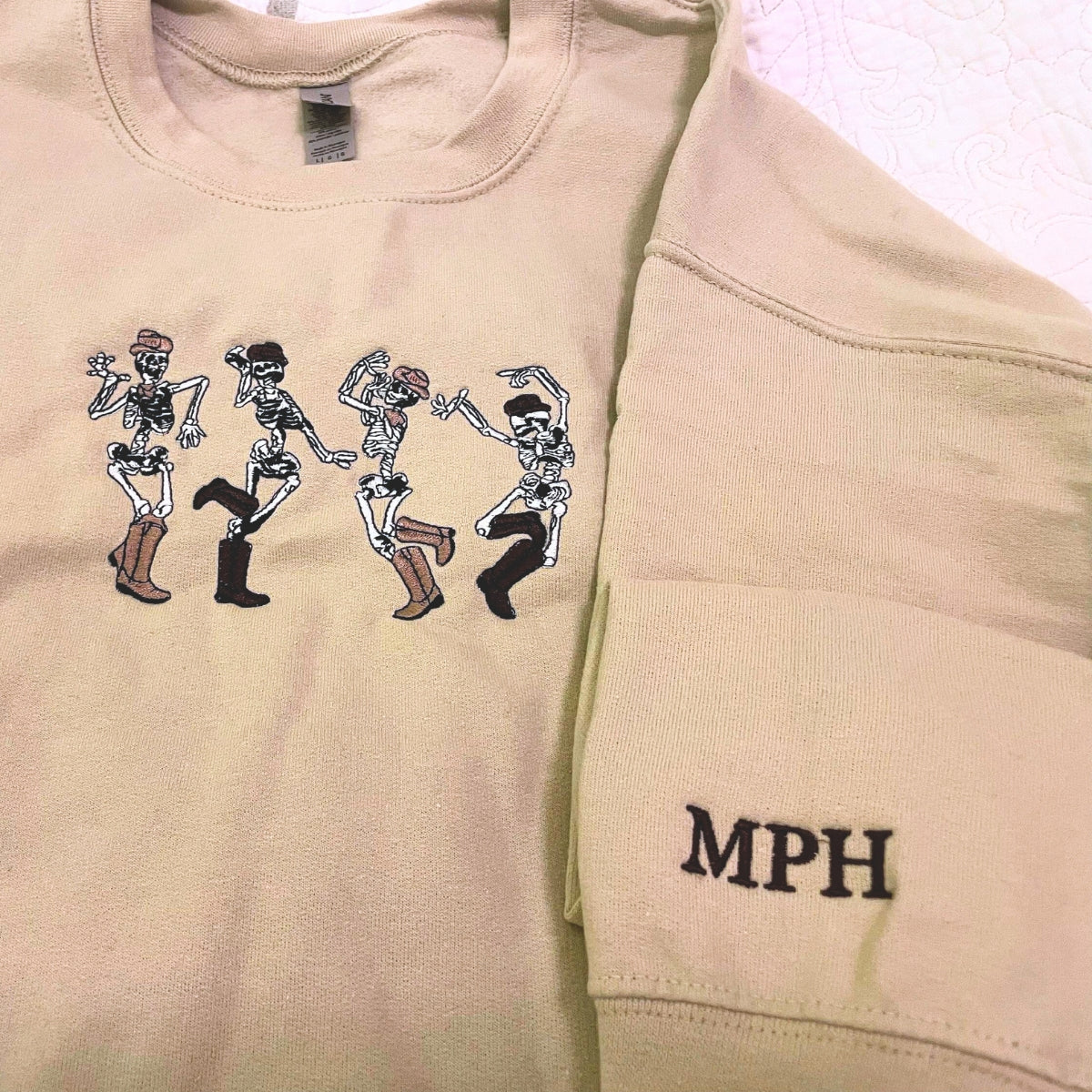 Dancing Skeletons Sweatshirt, Halloween Crewneck Embroidered EMHA2608