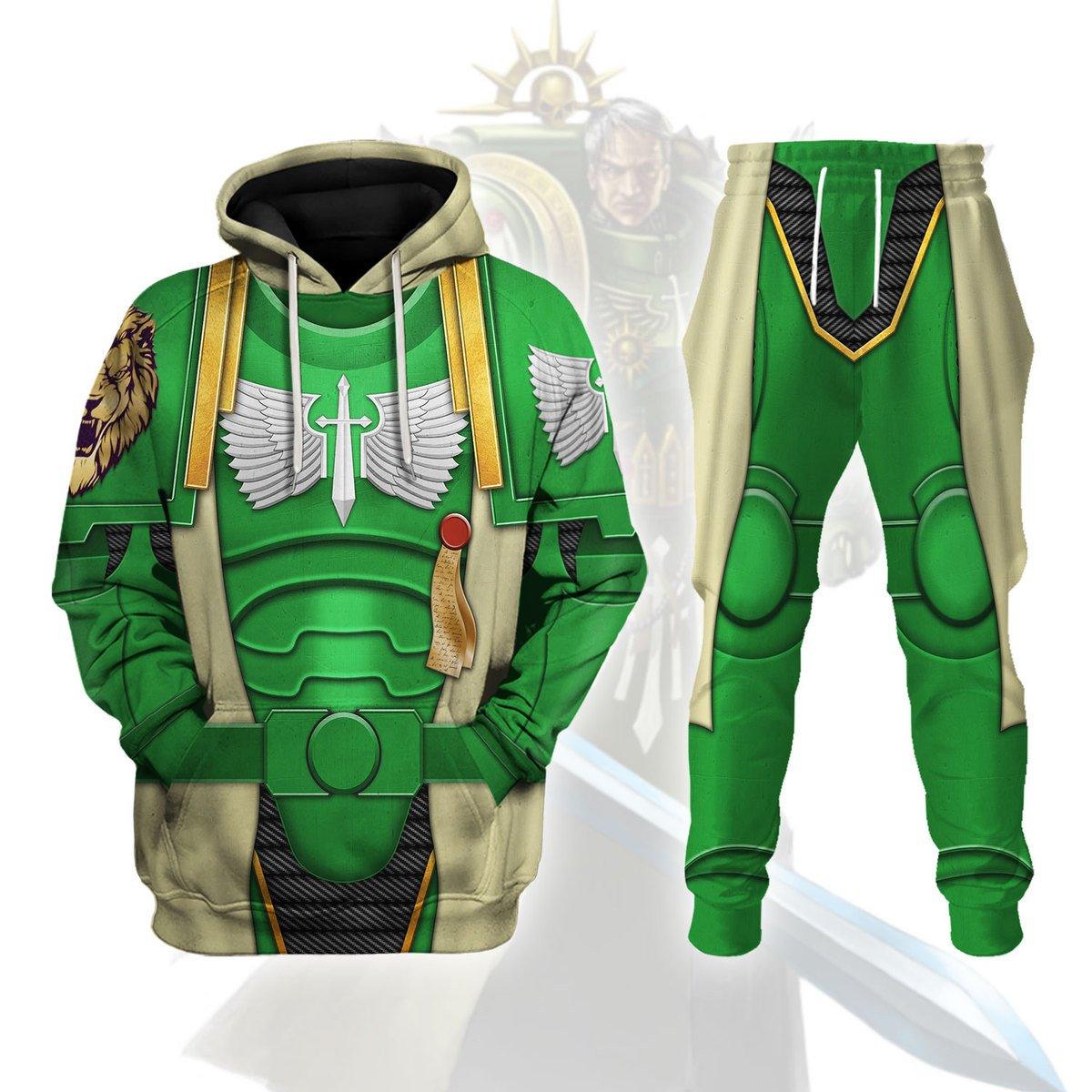 Dark Angels Captain Warhammer Costume Hoodie Jogger,Dark Angels Captain Marines Cosplay 3D Hoodie Pants, Warhammer 3D Tracksuit 