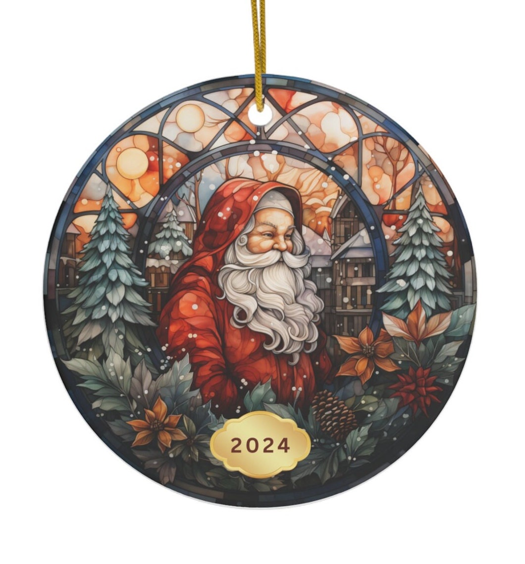 Dated Christmas 2024 Ornament, Christmas Decoration, Holiday Gift Idea, Heirloom Keepsake, Round Ceramic, Gift Exchange, Gift Idea,Xmas Tree HAOR14