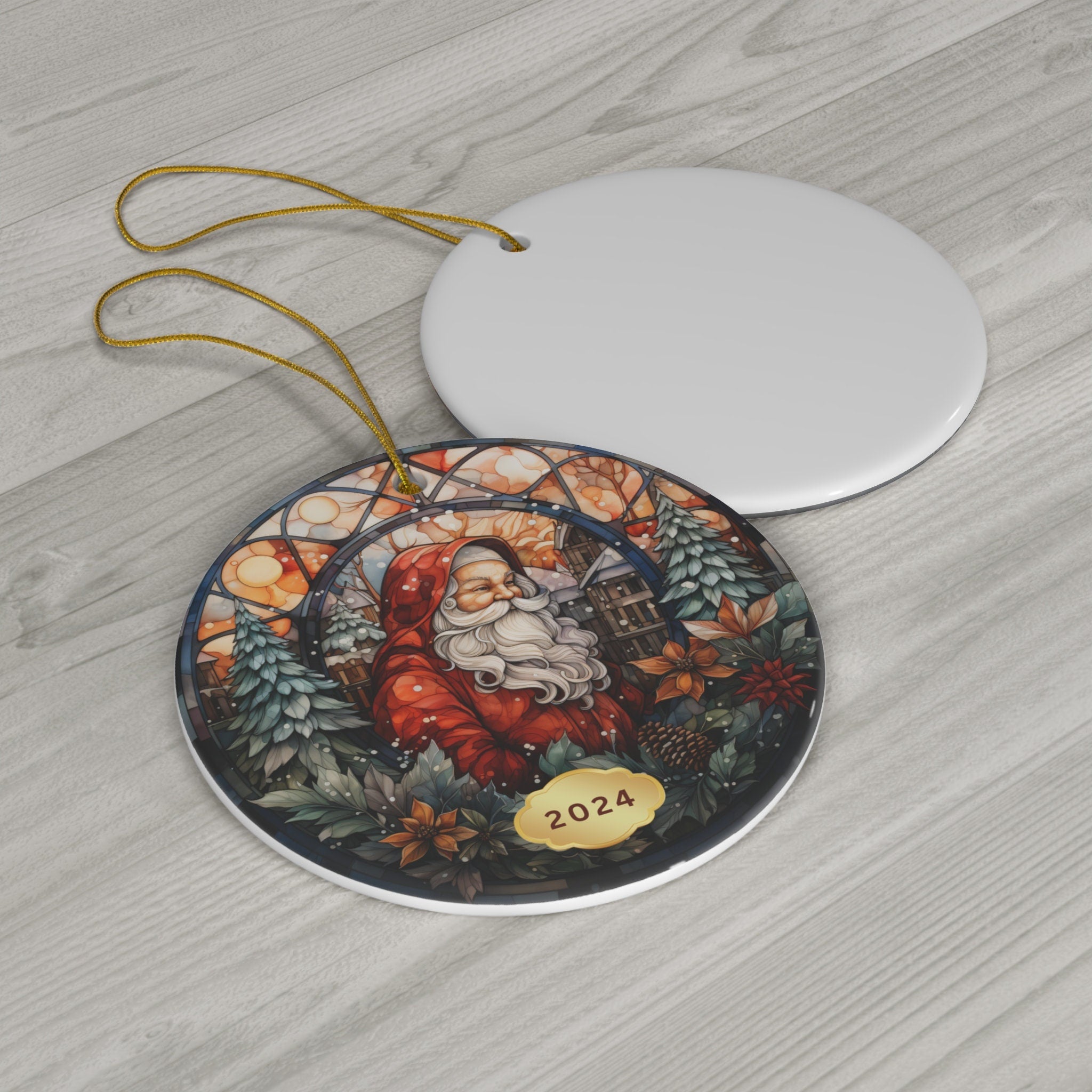 Dated Christmas 2024 Ornament, Christmas Decoration, Holiday Gift Idea, Heirloom Keepsake, Round Ceramic, Gift Exchange, Gift Idea,Xmas Tree HAOR14