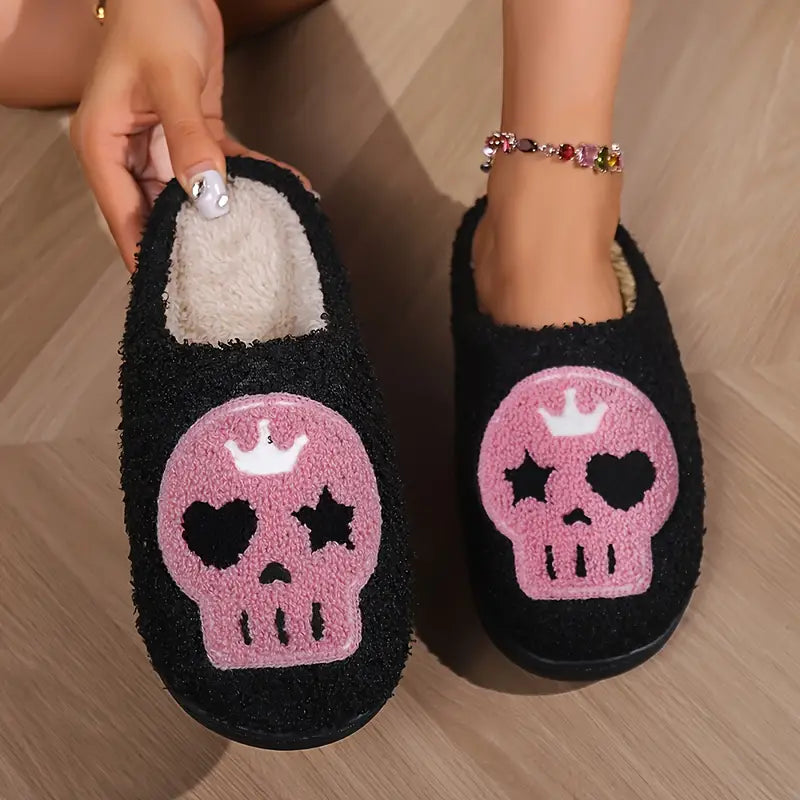 Cute Big Cherry Pattern Fuzzy Slippers, Closed Toe Plush House Bedroom Shoes, Cozy & Warm Home Slippers SL0808 24