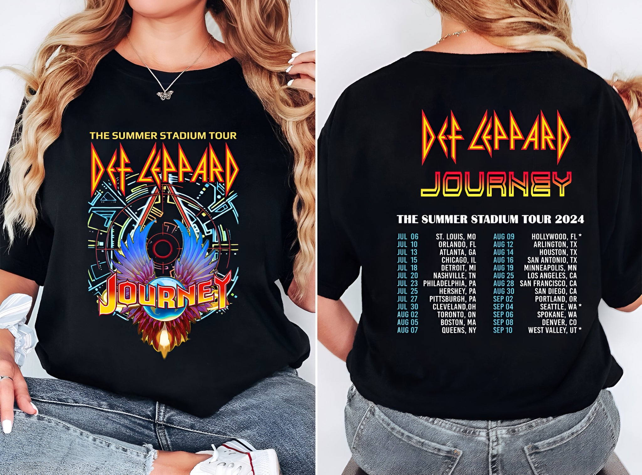 Def-Leppard And Journey Summer Stadium Tour 2024 Shirt, Journey Tour Shirt, Def Leppard Shirt, Rock Music, Def Leppard And Journey Fan Gift