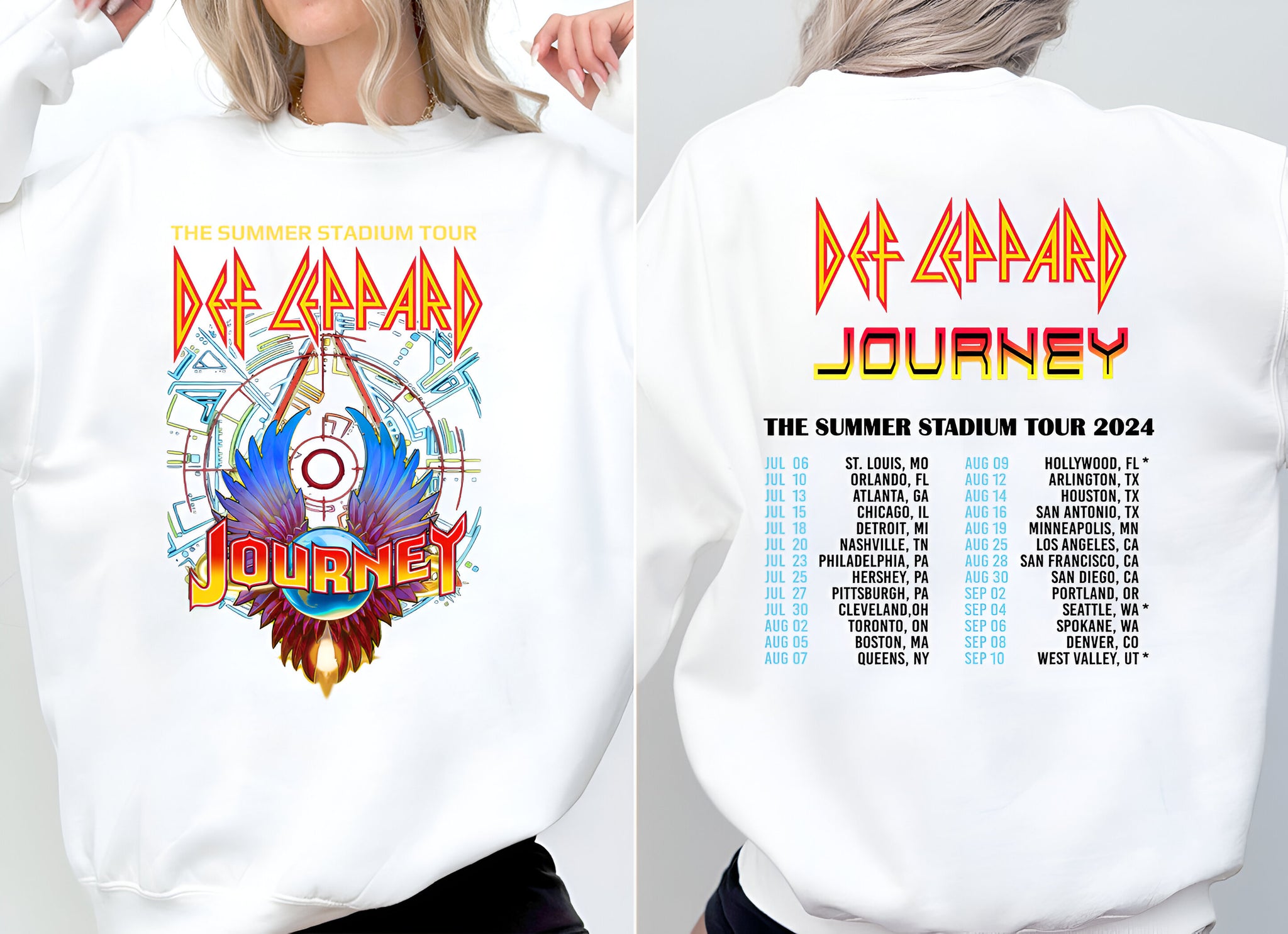 Def-Leppard And Journey Summer Stadium Tour 2024 Shirt, Journey Tour Shirt, Def Leppard Shirt, Rock Music, Def Leppard And Journey Fan Gift
