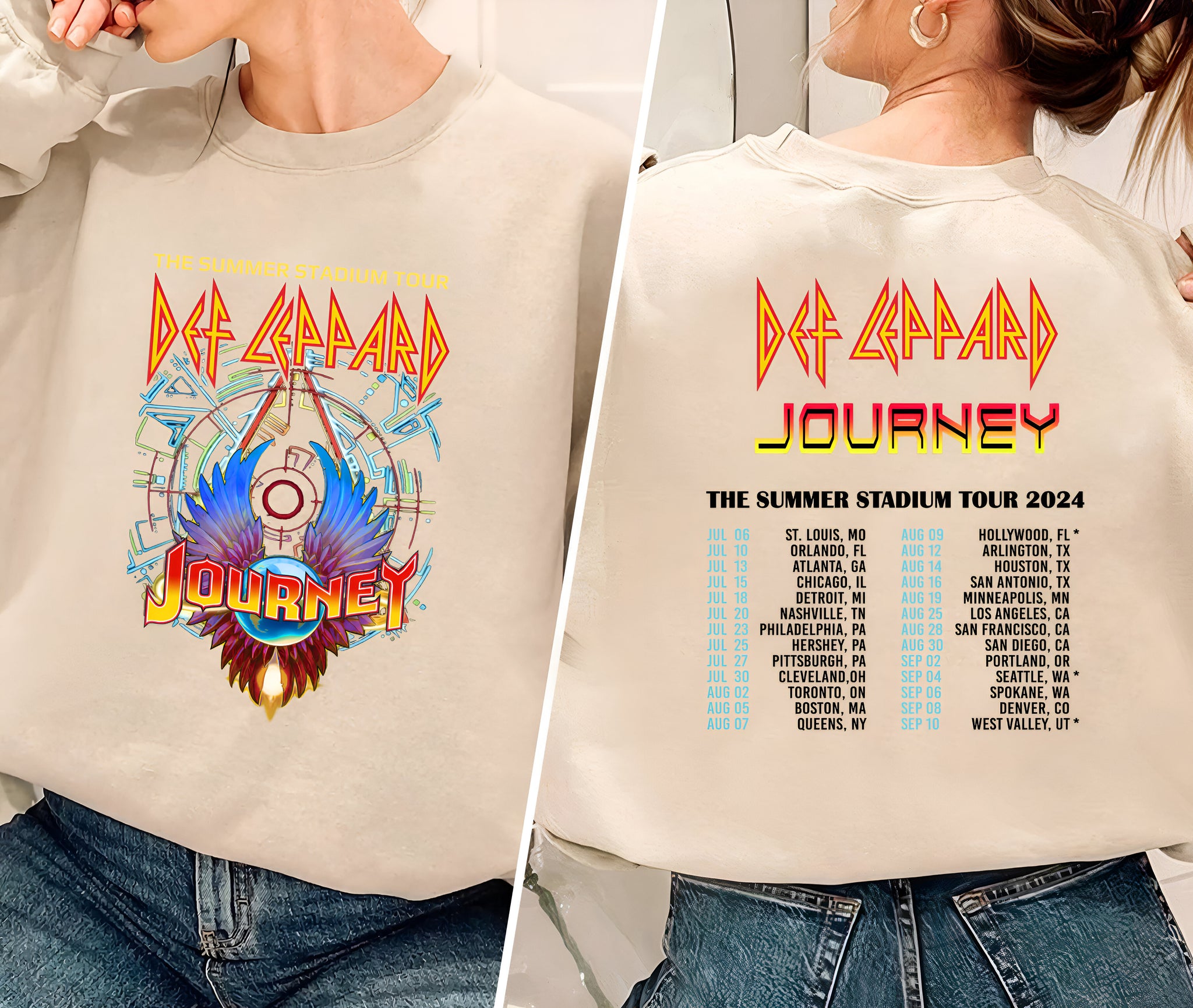 Def-Leppard And Journey Summer Stadium Tour 2024 Shirt, Journey Tour Shirt, Def Leppard Shirt, Rock Music, Def Leppard And Journey Fan Gift