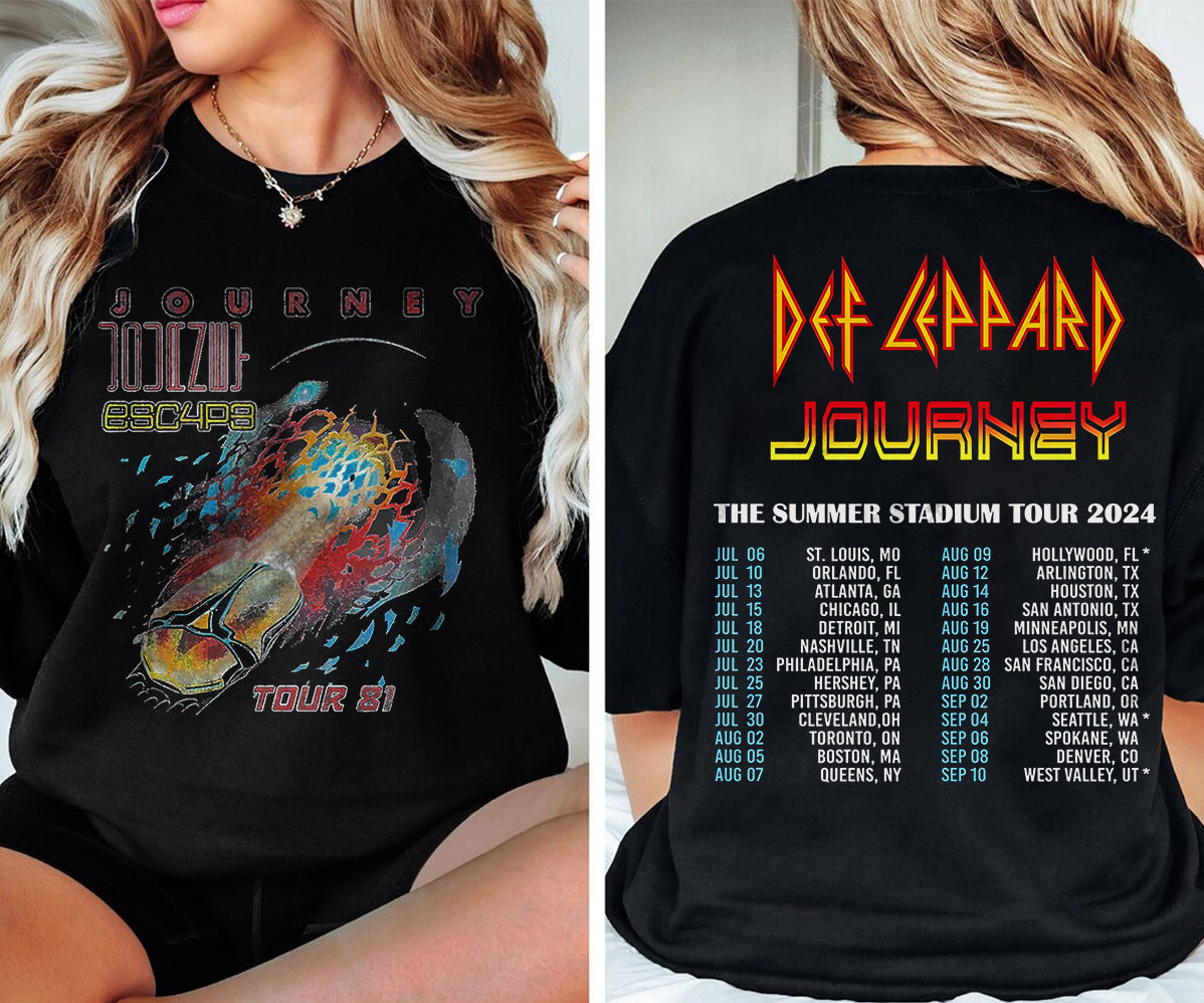 Def-Leppard And Journey Summer Stadium Tour 2024 Shirt, Journey Tour Shirt, Def Leppard Shirt, Rock Music V2, Def Leppard And Journey Fan Gift