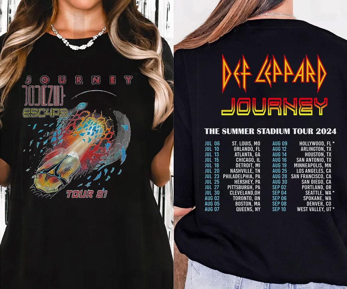 Def-Leppard And Journey Summer Stadium Tour 2024 Shirt, Journey Tour Shirt, Def Leppard Shirt, Rock Music V2, Def Leppard And Journey Fan Gift