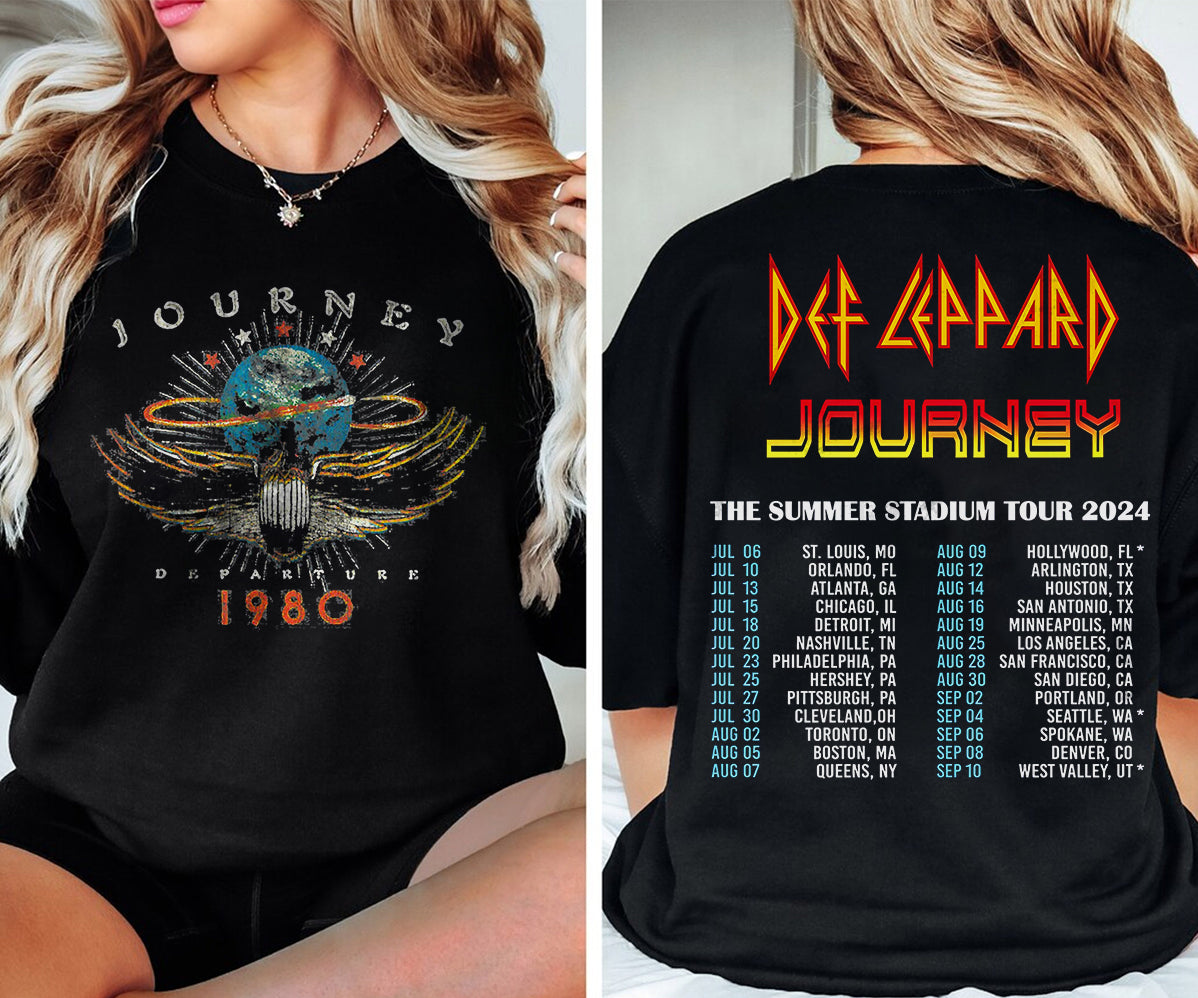 Def-Leppard And Journey Summer Stadium Tour 2024 Shirt, Journey Tour Shirt, Def Leppard Shirt, Rock Music V4, Def Leppard And Journey Fan Gift