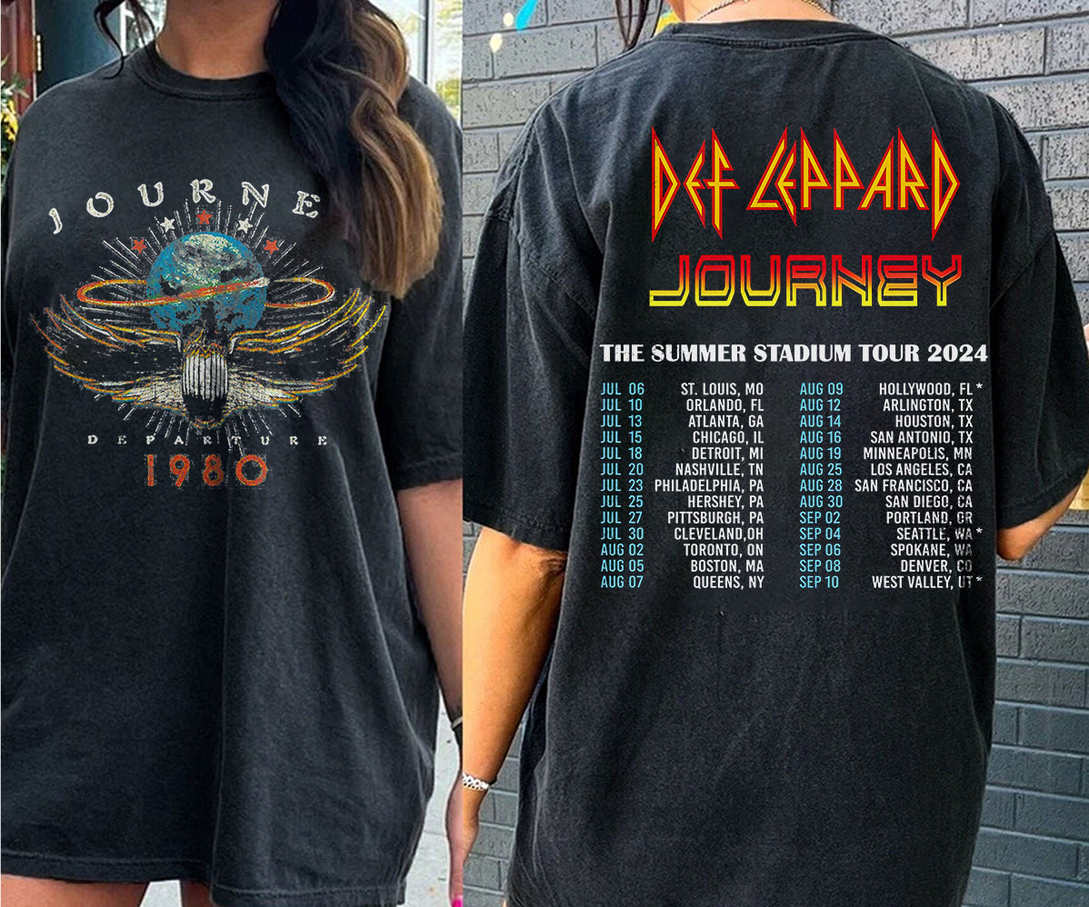 Def-Leppard And Journey Summer Stadium Tour 2024 Shirt, Journey Tour Shirt, Def Leppard Shirt, Rock Music V4, Def Leppard And Journey Fan Gift