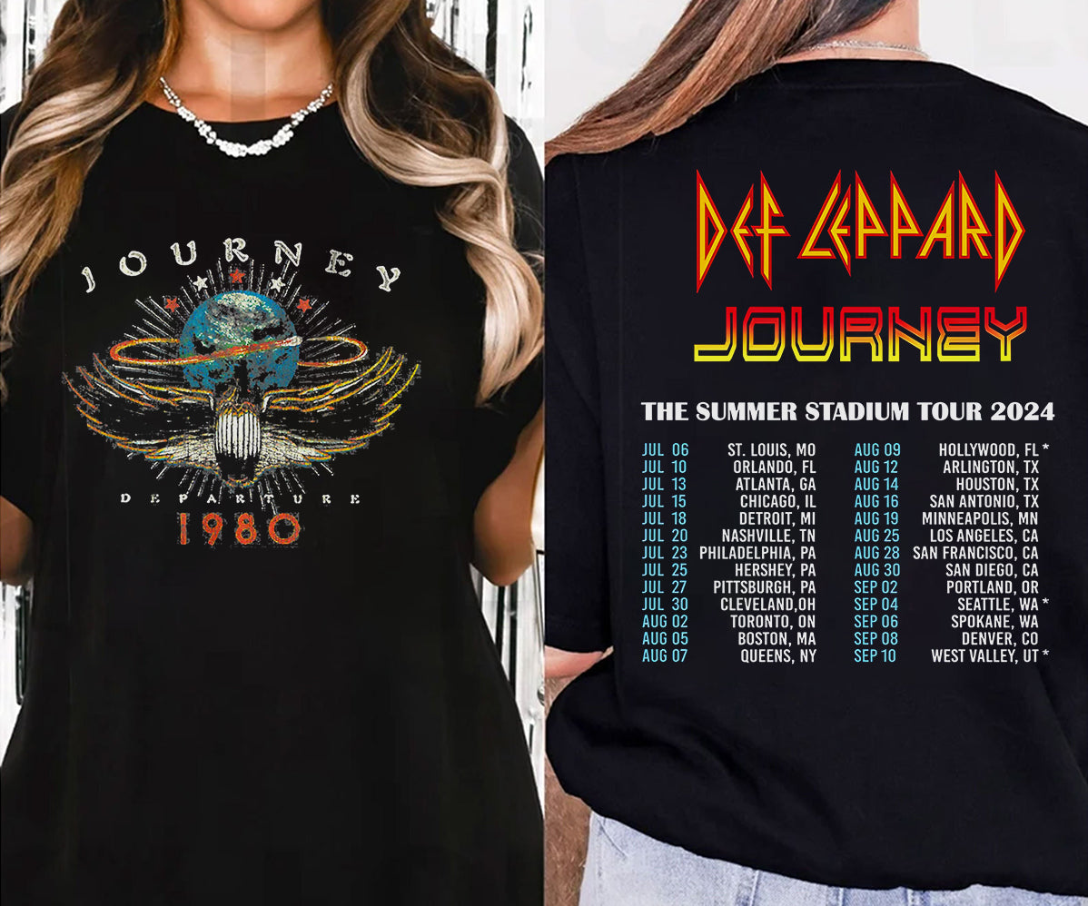 Def-Leppard And Journey Summer Stadium Tour 2024 Shirt, Journey Tour Shirt, Def Leppard Shirt, Rock Music V4, Def Leppard And Journey Fan Gift
