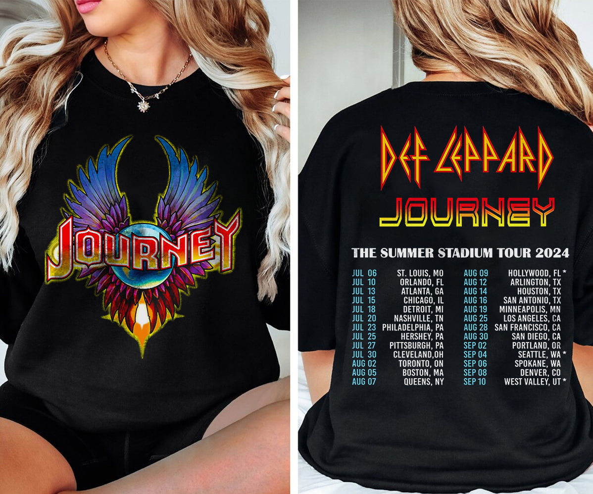 Def-Leppard And Journey Summer Stadium Tour 2024 Shirt, Journey Tour Shirt, Def Leppard Shirt, Rock Music V6, Def Leppard And Journey Fan Gift