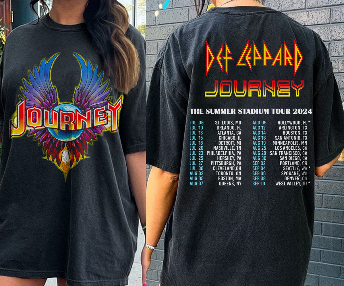 Def-Leppard And Journey Summer Stadium Tour 2024 Shirt, Journey Tour Shirt, Def Leppard Shirt, Rock Music V6, Def Leppard And Journey Fan Gift