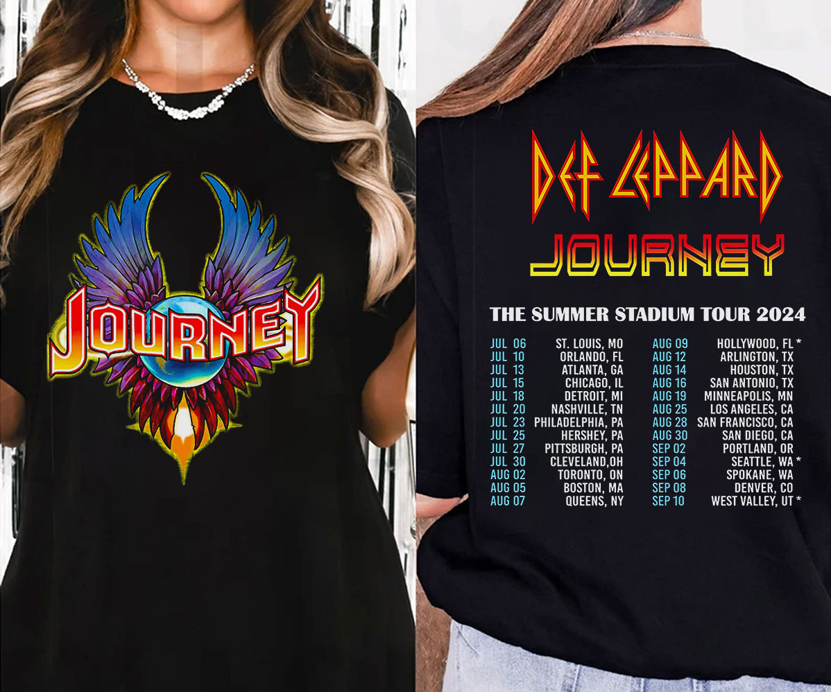 Def-Leppard And Journey Summer Stadium Tour 2024 Shirt, Journey Tour Shirt, Def Leppard Shirt, Rock Music V6, Def Leppard And Journey Fan Gift