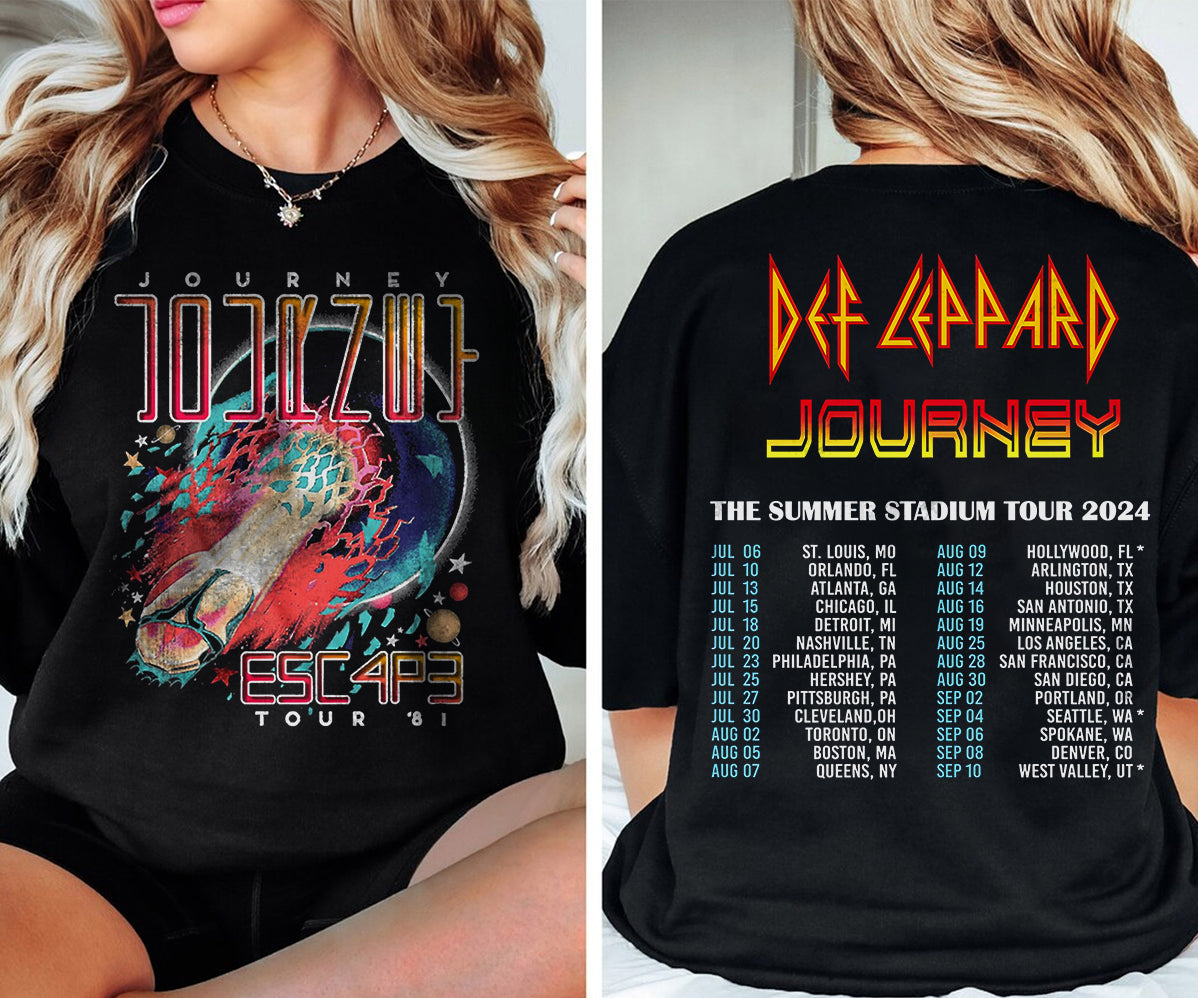 Def-Leppard And Journey Summer Stadium Tour 2024 Shirt, Journey Tour Shirt, Def Leppard Shirt, Rock Music V7, Def Leppard And Journey Fan Gift