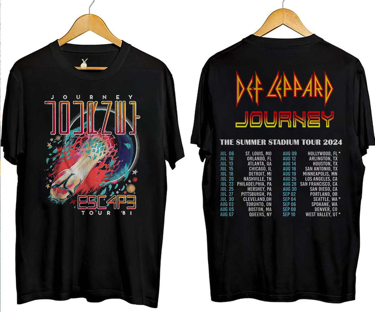 Def-Leppard And Journey Summer Stadium Tour 2024 Shirt, Journey Tour Shirt, Def Leppard Shirt, Rock Music V7, Def Leppard And Journey Fan Gift