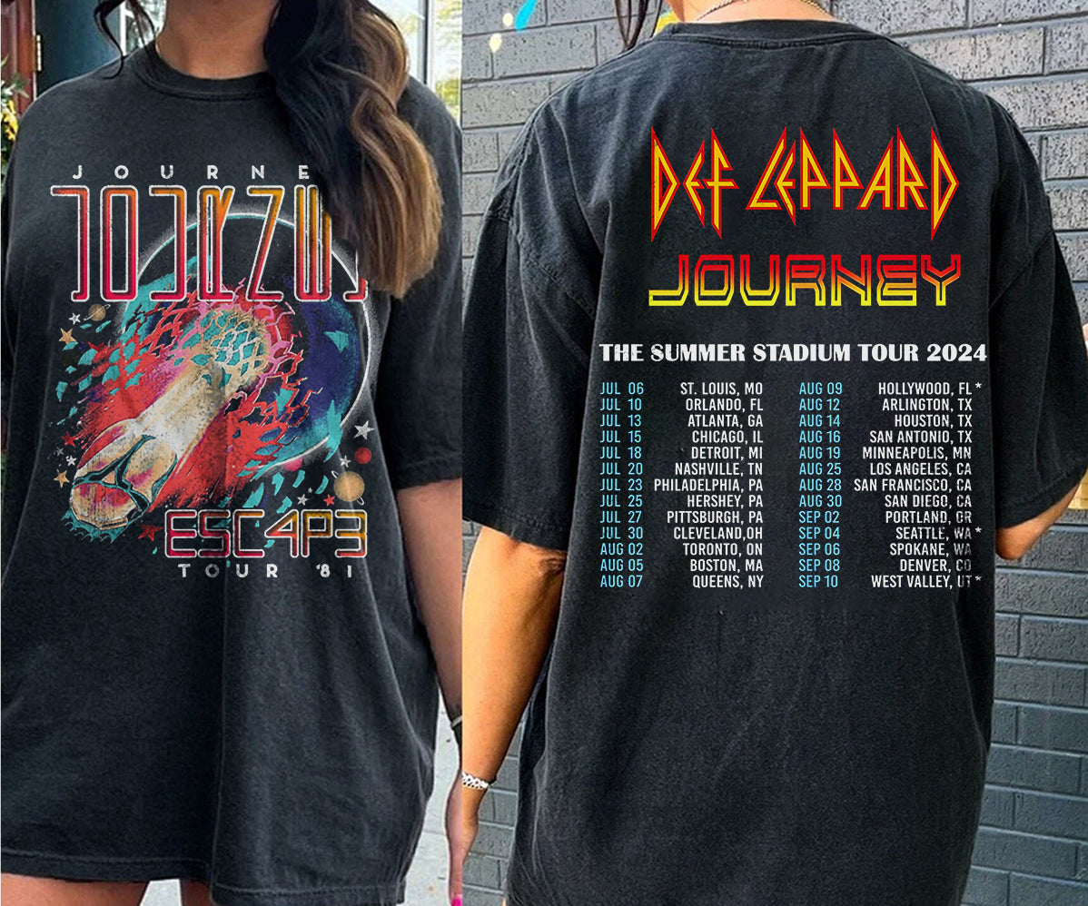 Def-Leppard And Journey Summer Stadium Tour 2024 Shirt, Journey Tour Shirt, Def Leppard Shirt, Rock Music V7, Def Leppard And Journey Fan Gift