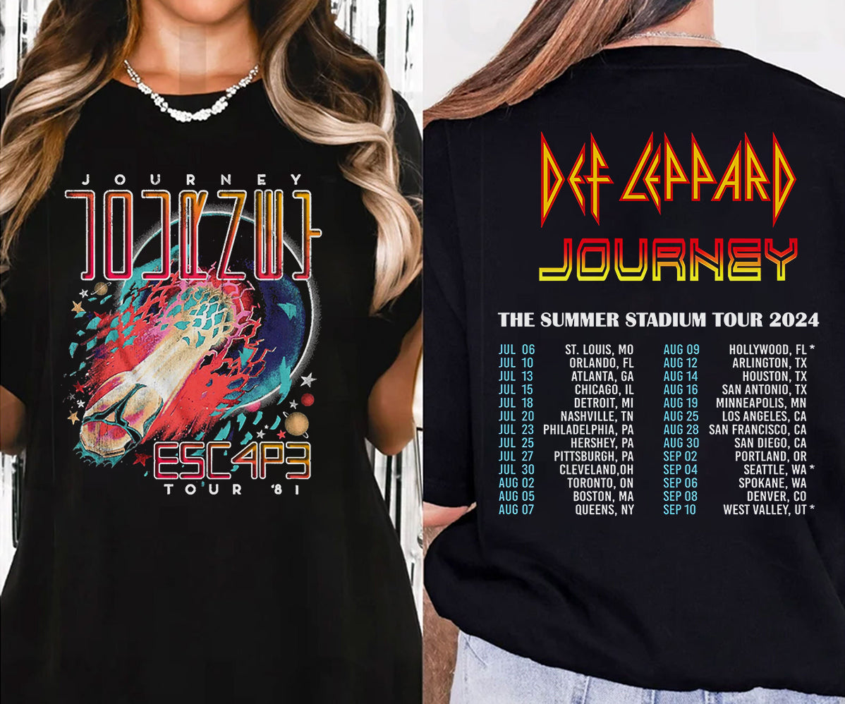 Def-Leppard And Journey Summer Stadium Tour 2024 Shirt, Journey Tour Shirt, Def Leppard Shirt, Rock Music V7, Def Leppard And Journey Fan Gift