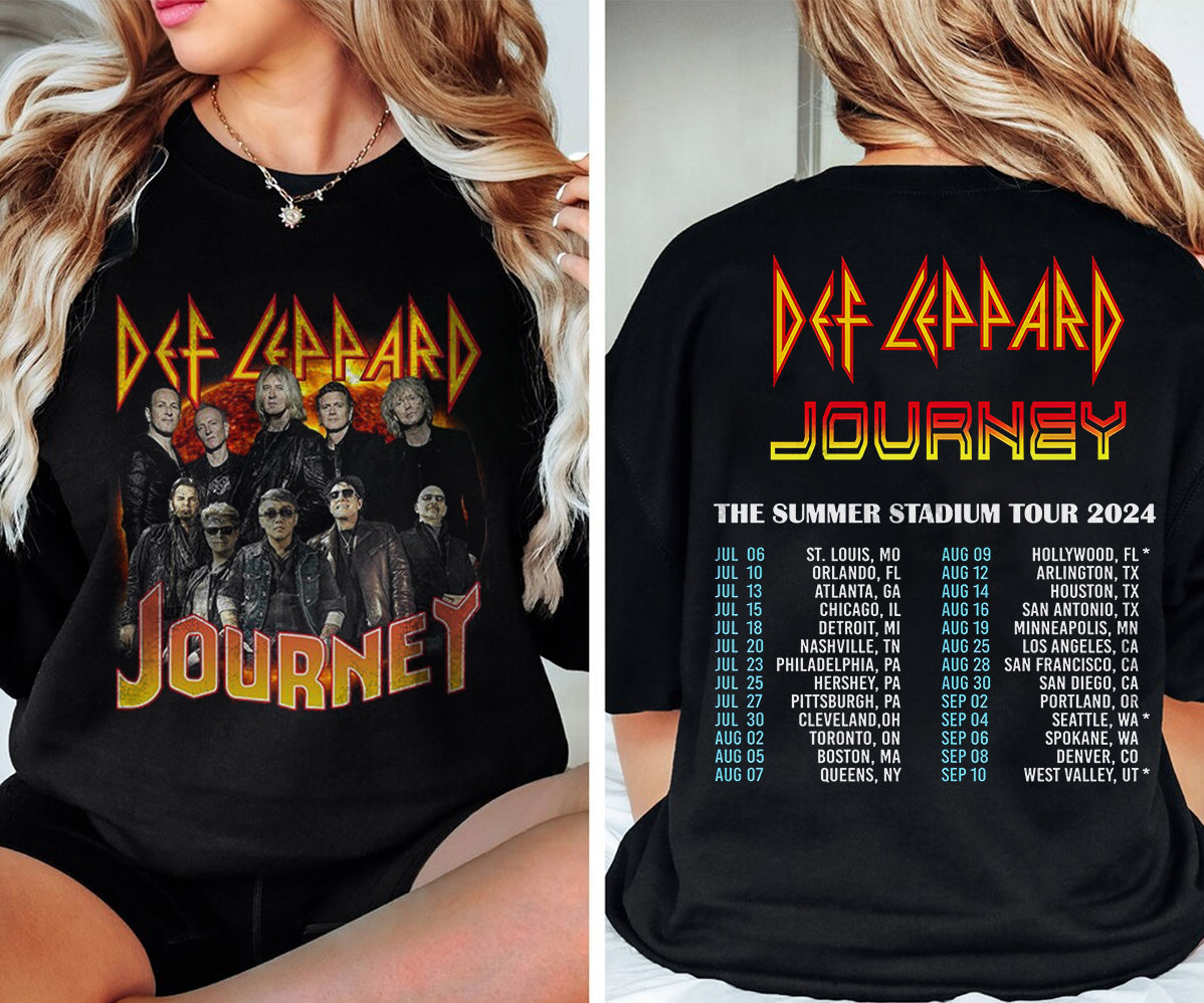 Def-Leppard And Journey Summer Stadium Tour 2024 Shirt, Journey Tour Shirt, Def Leppard Shirt, Rock Music V8, Def Leppard And Journey Fan Gift