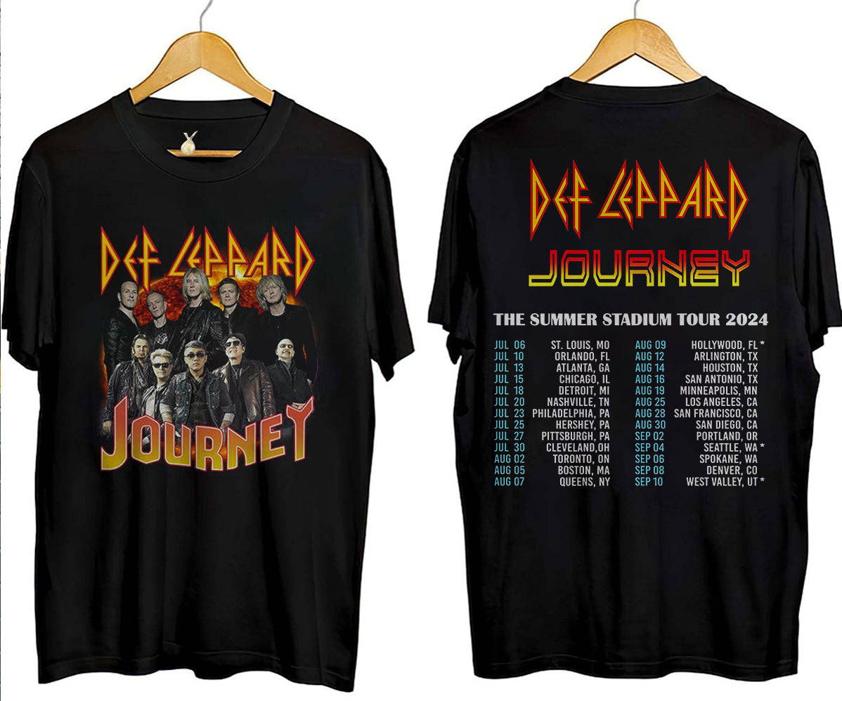Def-Leppard And Journey Summer Stadium Tour 2024 Shirt, Journey Tour Shirt, Def Leppard Shirt, Rock Music V8, Def Leppard And Journey Fan Gift