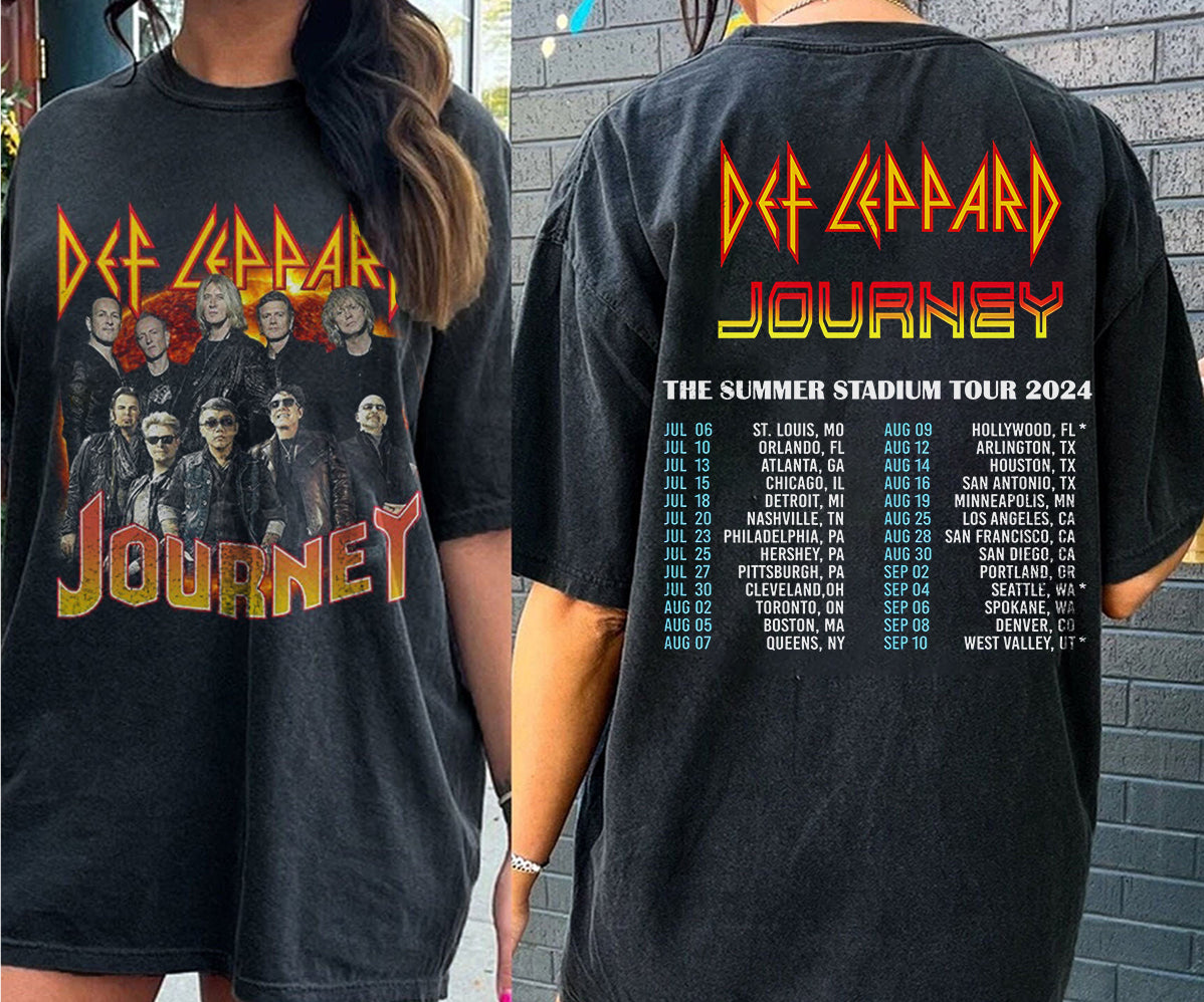 Def-Leppard And Journey Summer Stadium Tour 2024 Shirt, Journey Tour Shirt, Def Leppard Shirt, Rock Music V8, Def Leppard And Journey Fan Gift