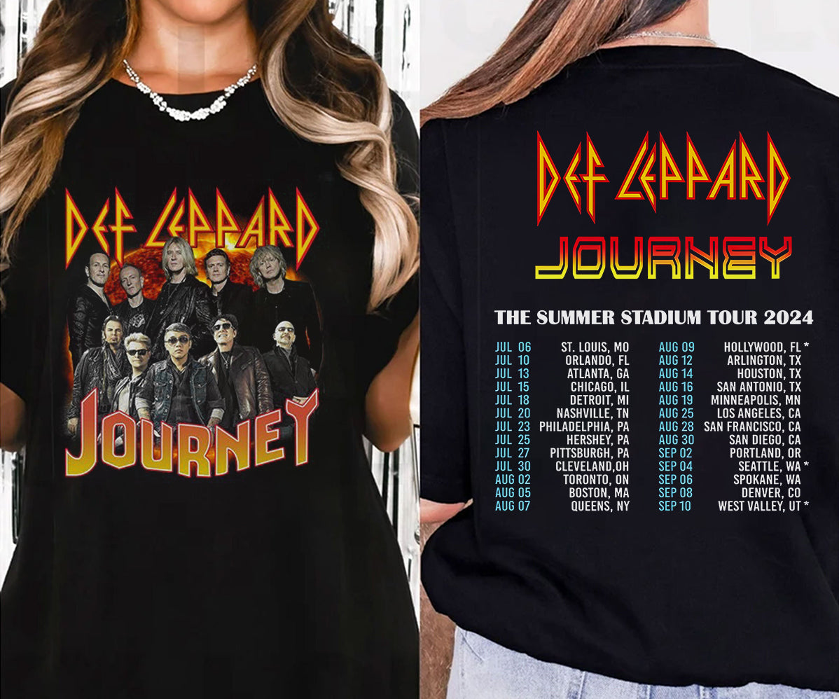 Def-Leppard And Journey Summer Stadium Tour 2024 Shirt, Journey Tour Shirt, Def Leppard Shirt, Rock Music V8, Def Leppard And Journey Fan Gift