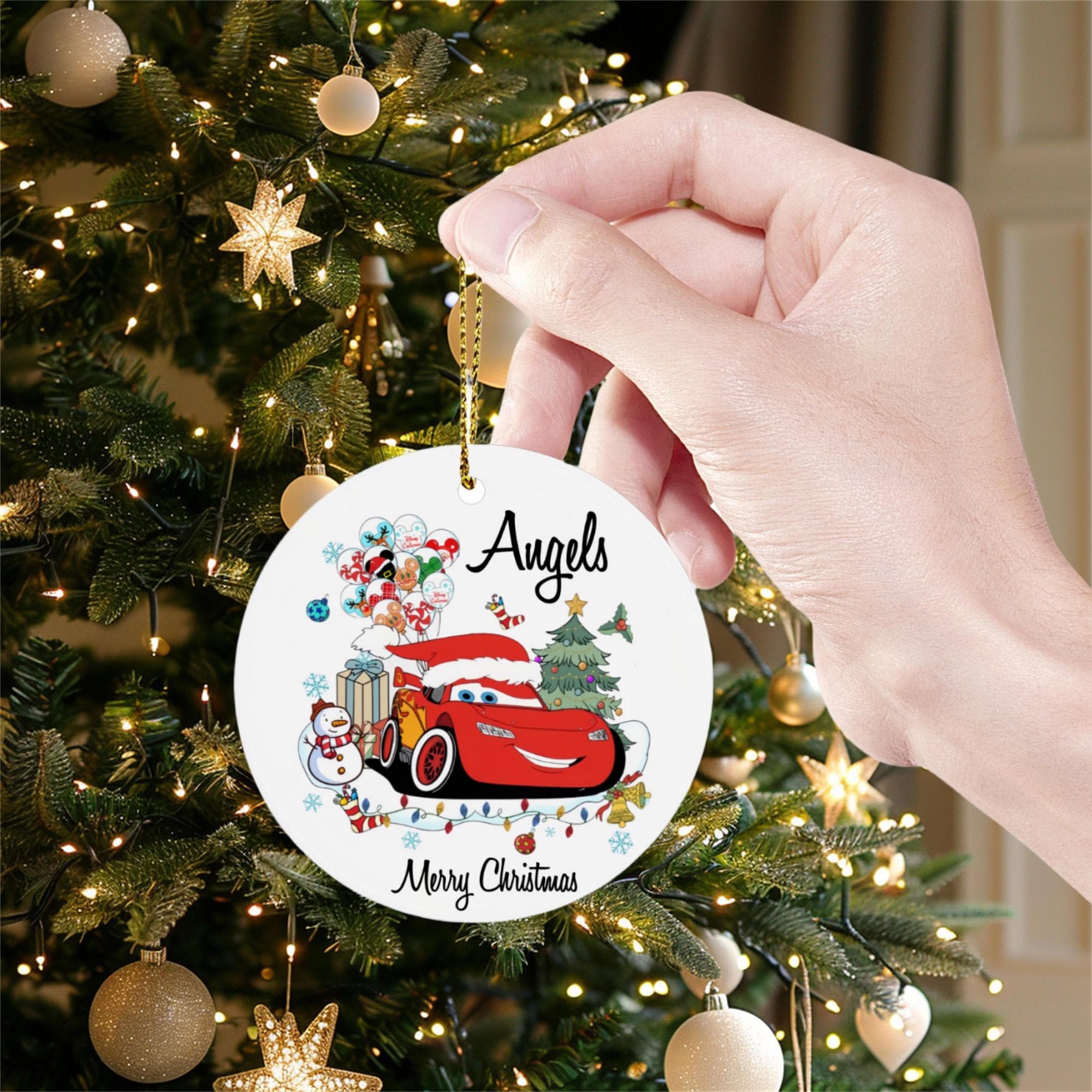 Disney Cars Christmas Decorations, , Lightning McQueen Decorations, Personalized Christmas Tree Hanging, Custom Name Gifts, Kids Christmas ORH2510