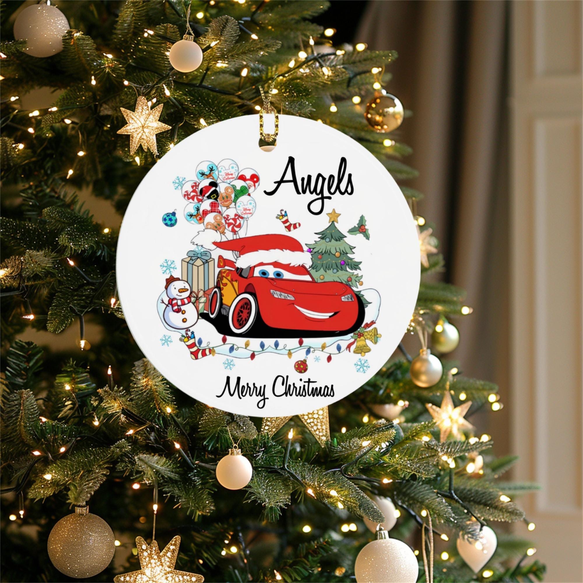 Disney Cars Christmas Decorations, , Lightning McQueen Decorations, Personalized Christmas Tree Hanging, Custom Name Gifts, Kids Christmas ORH2510