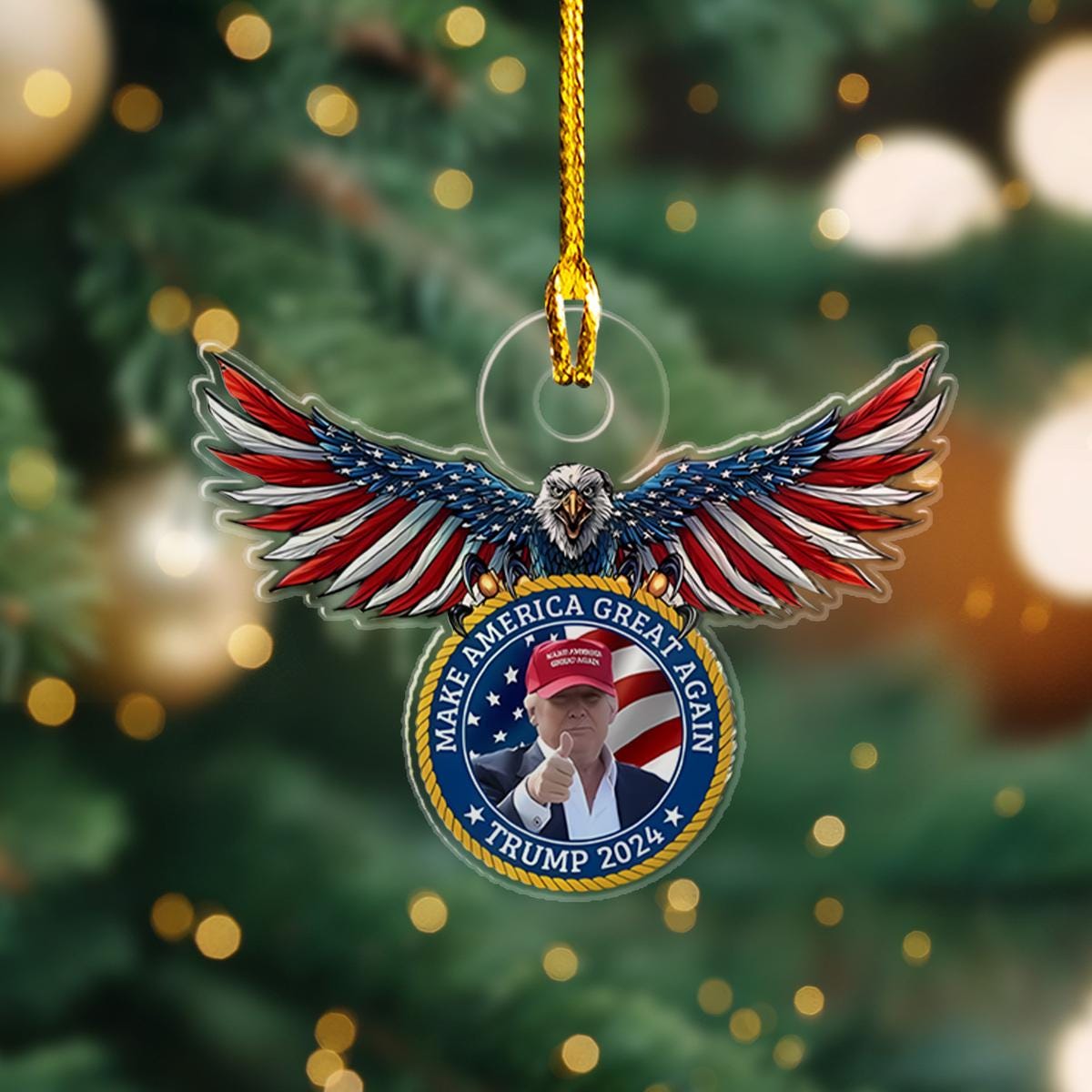 Donald Trump Make American Great Again Christmas 2D Printed Ornament, Trump Support Christmas Ornament, Trump 2024 Ornament ORNO5